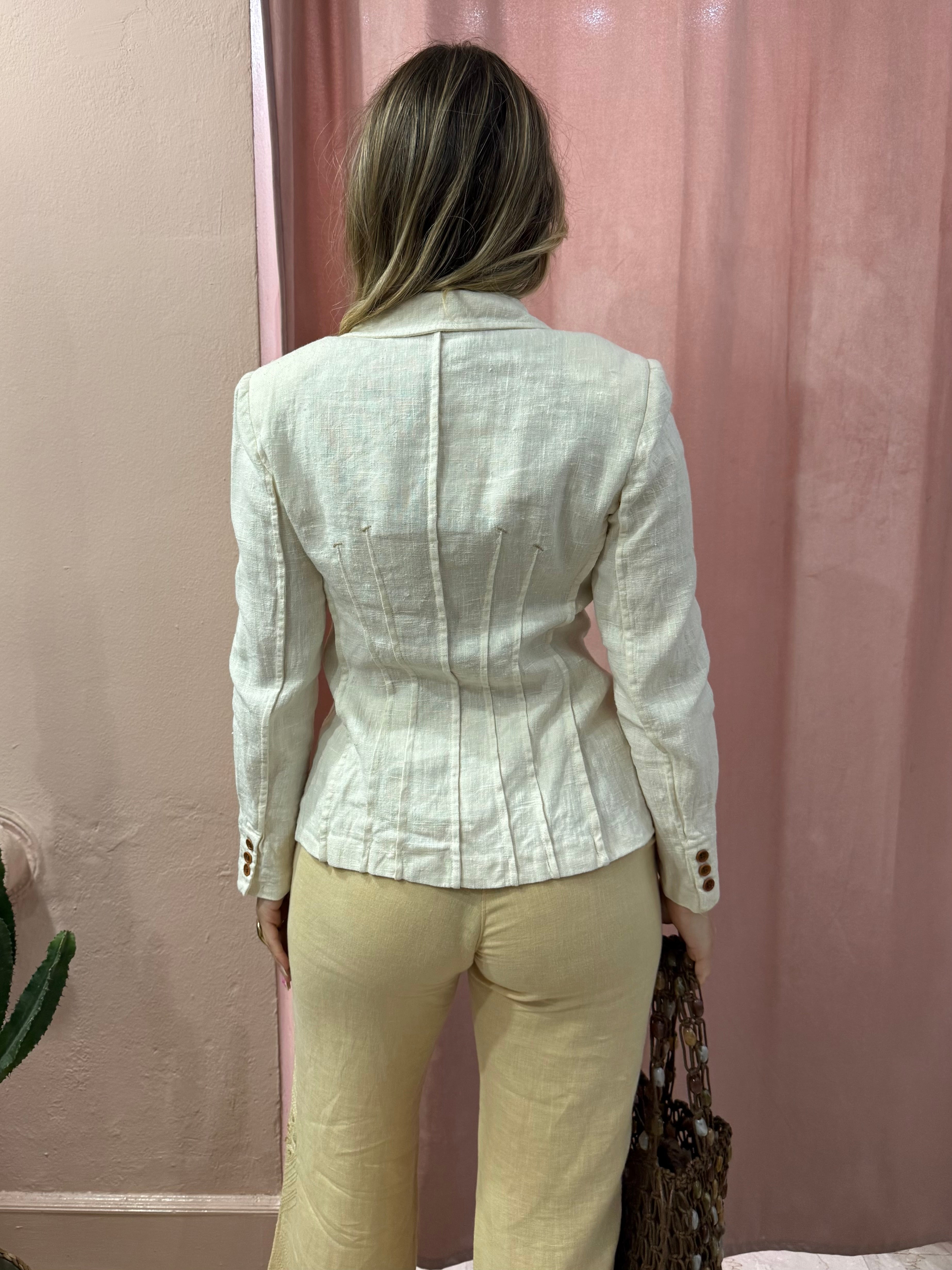 Blazer List in lino con pinces