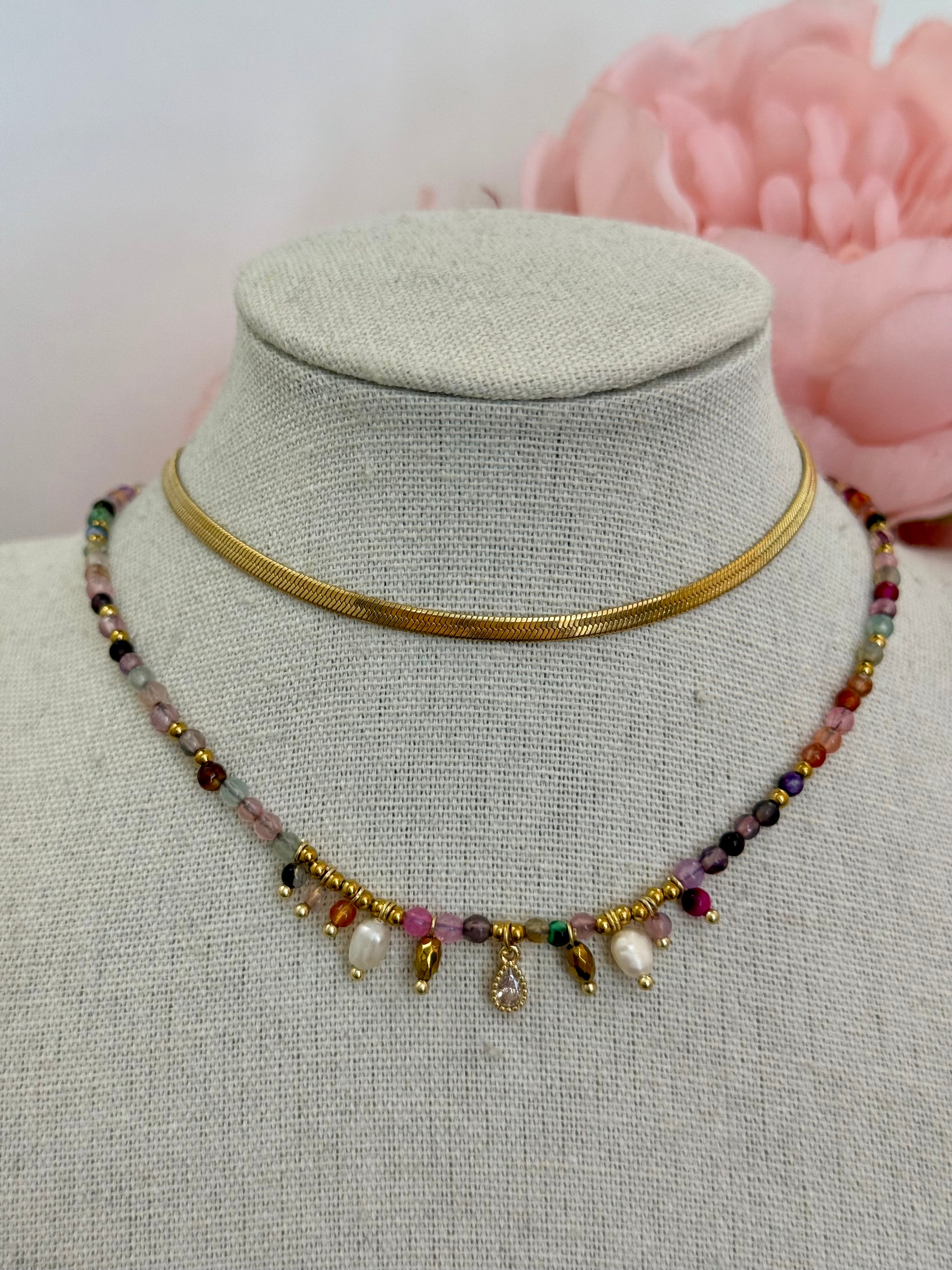 Collana girocollo pietre sfaccettate