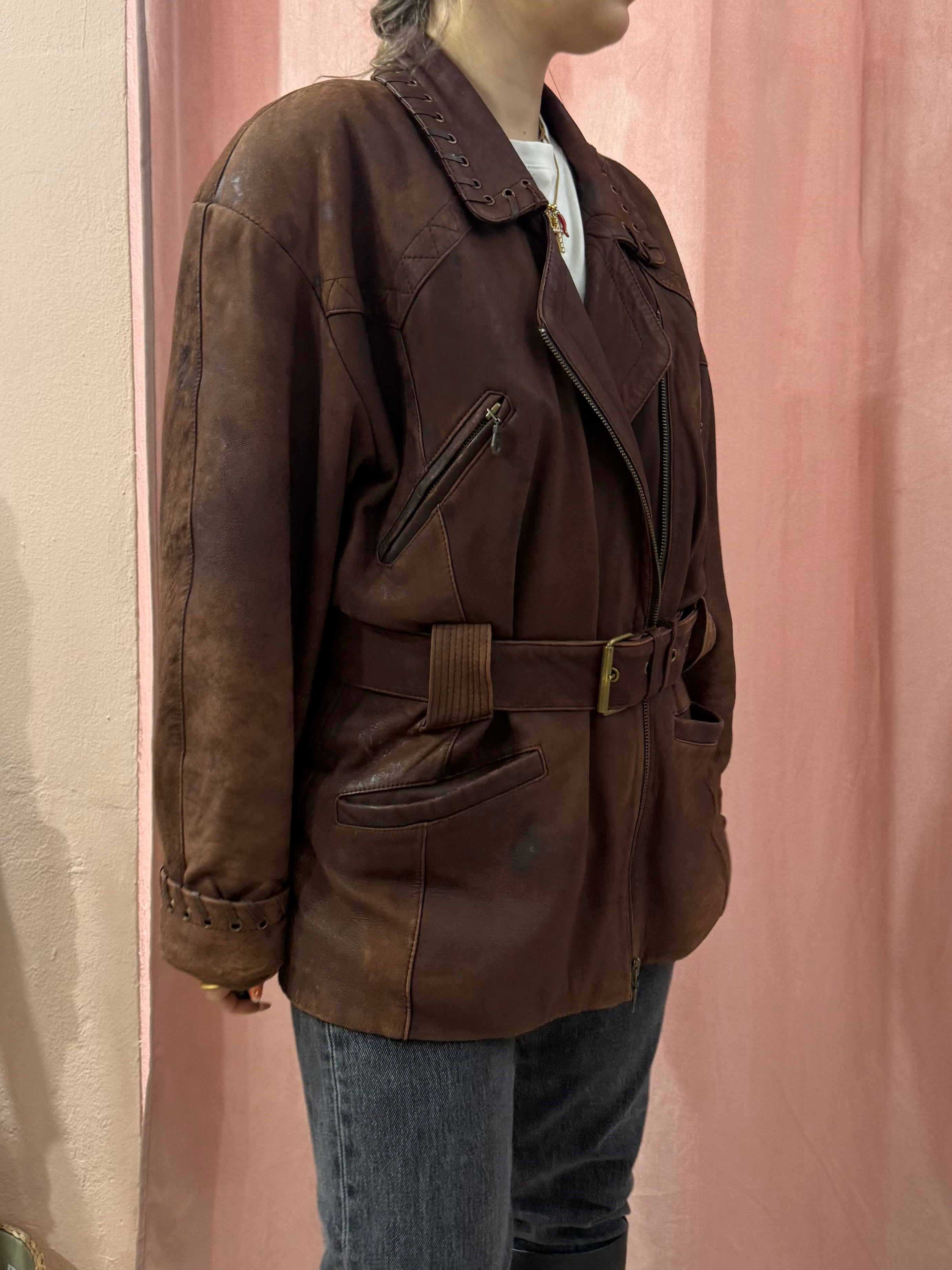 Giacca vintage in vera pelle invecchiata