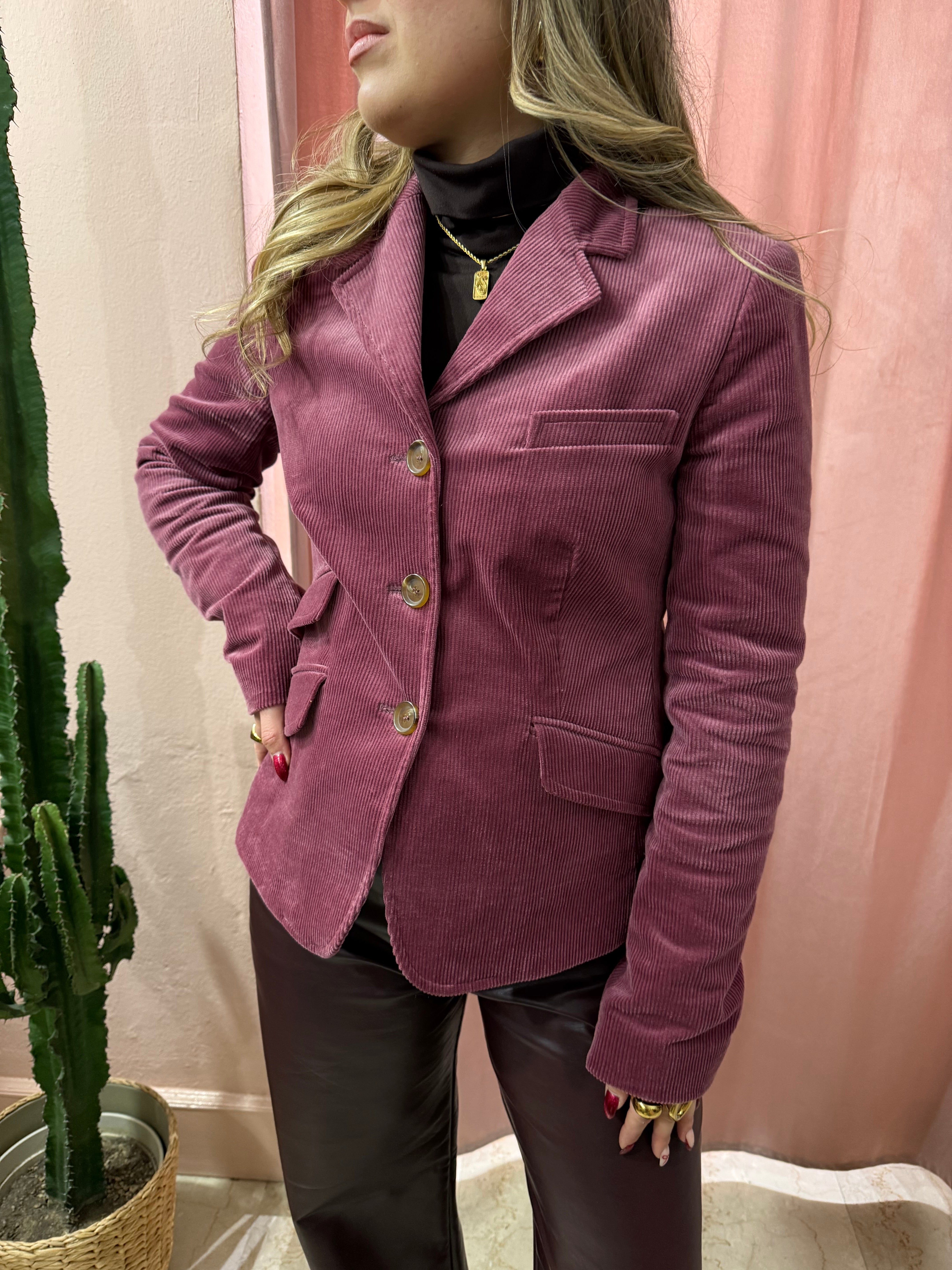 Blazer 00s a costine rosa antico