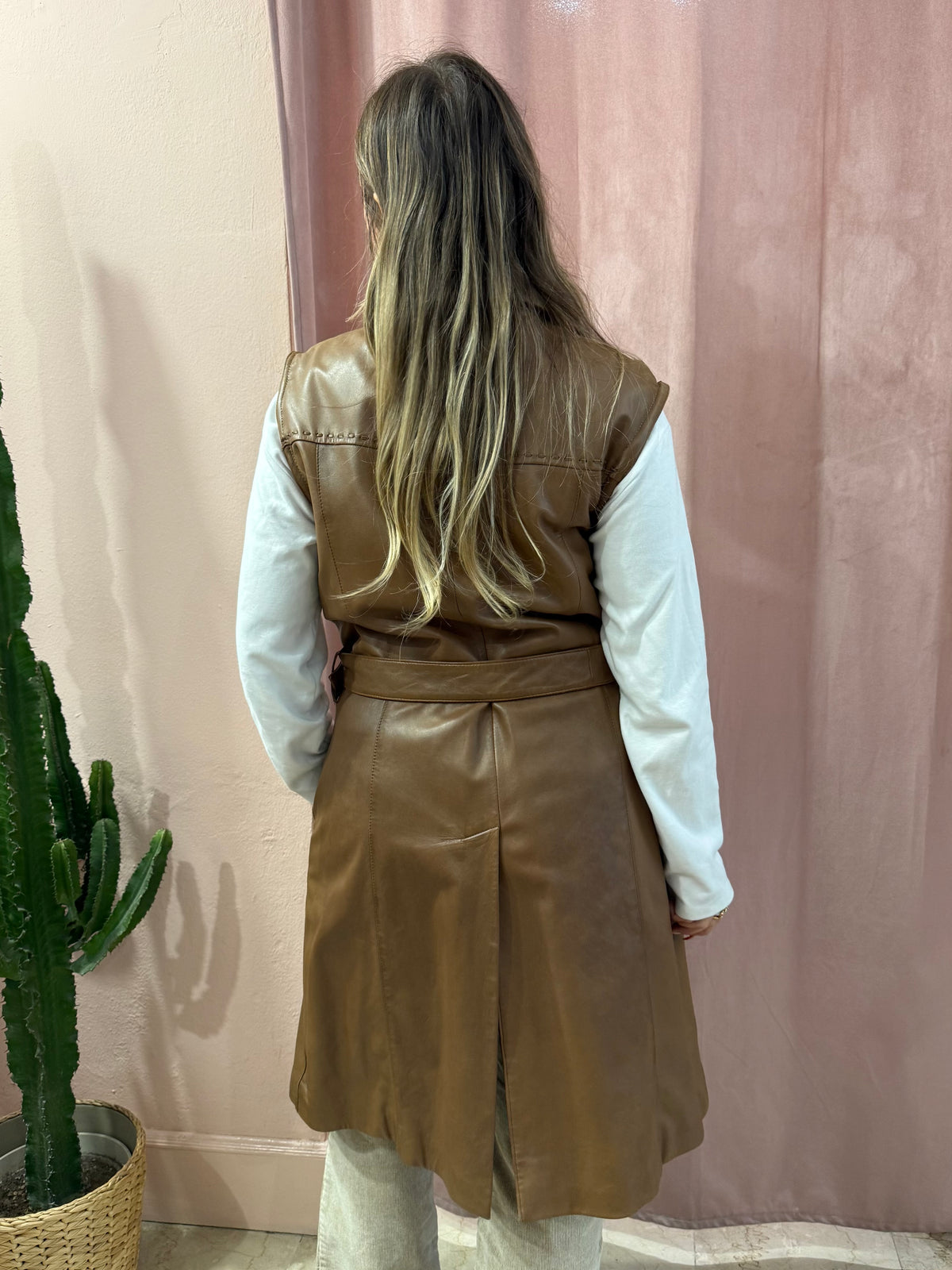Smanicato in vera pelle biscotto