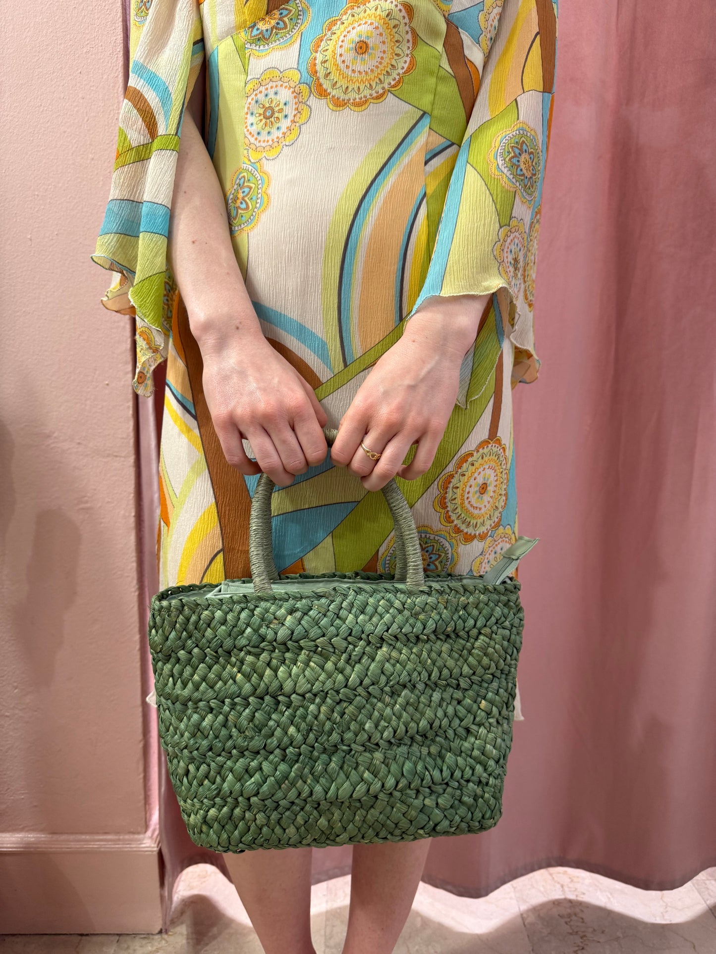 Borsa in paglia verde