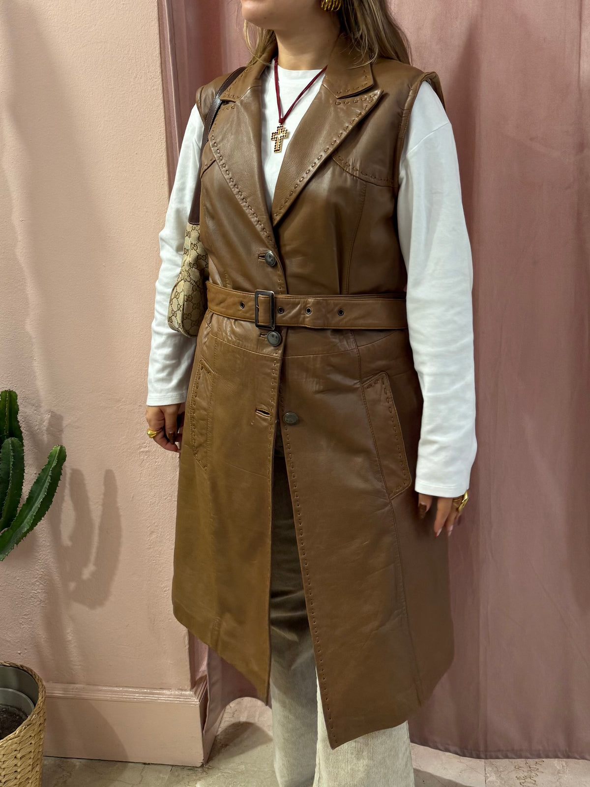Smanicato in vera pelle biscotto