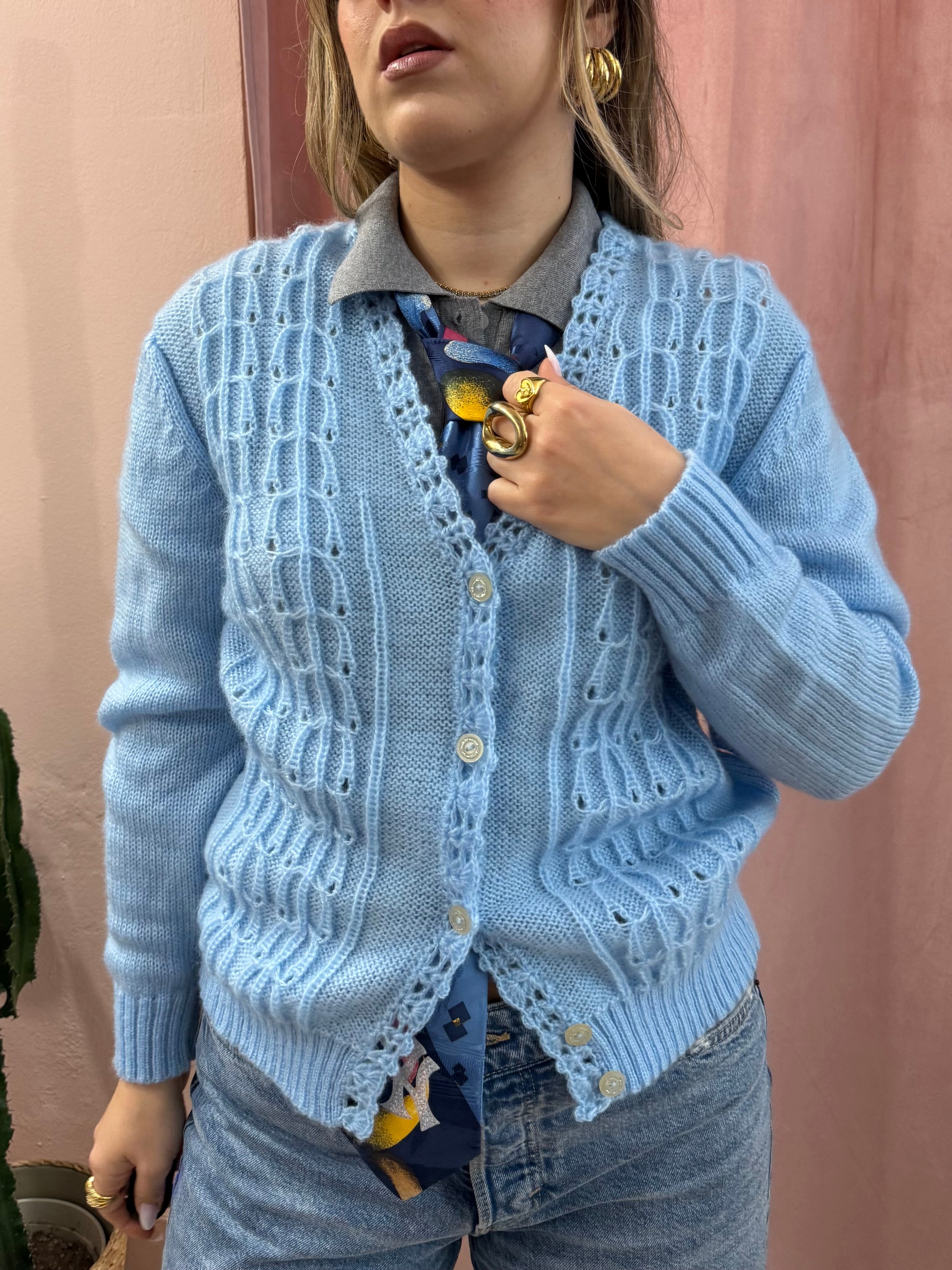 cardigan azzurro baby