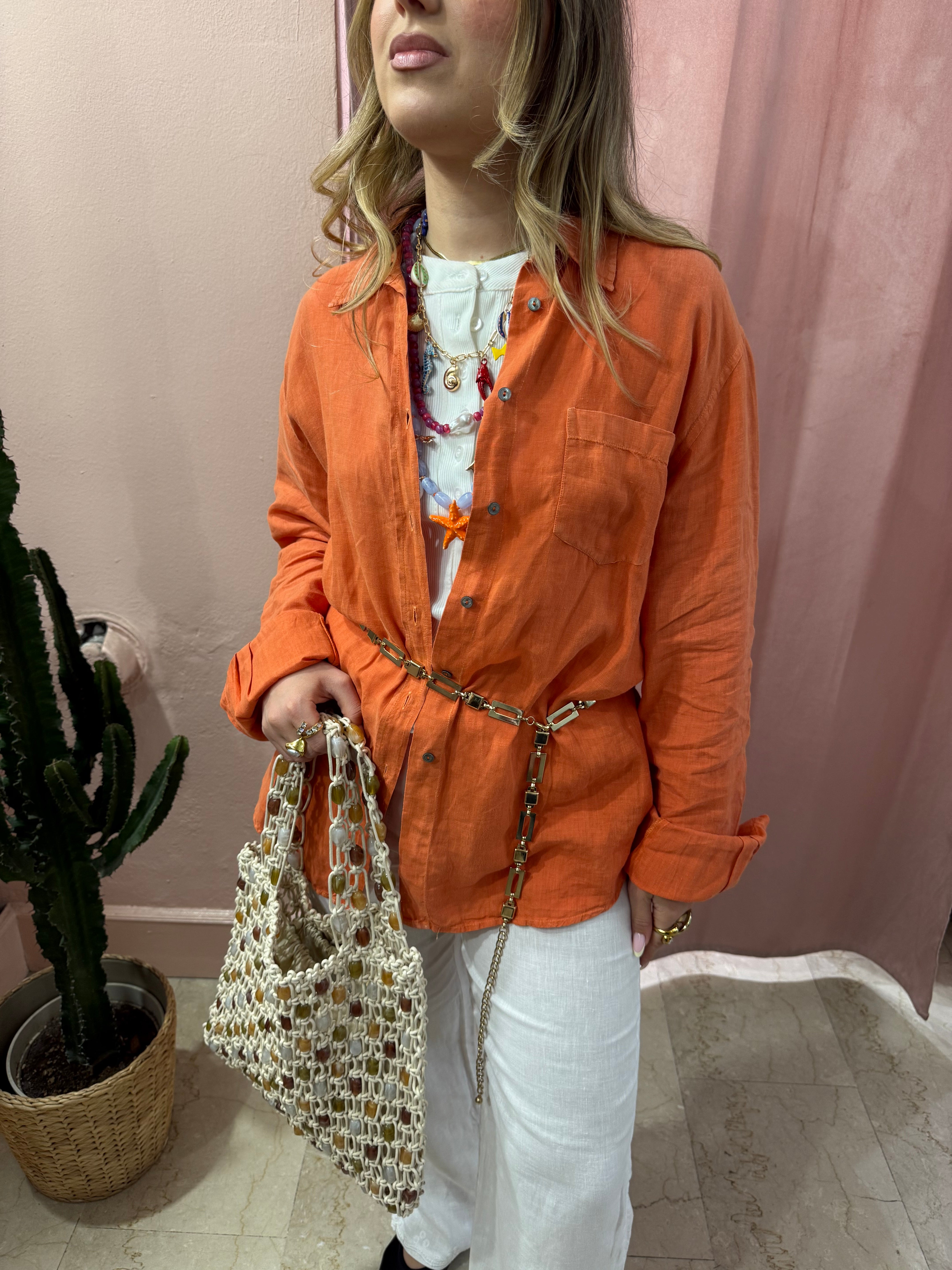 Camicia Max Mara weekend arancio in lino