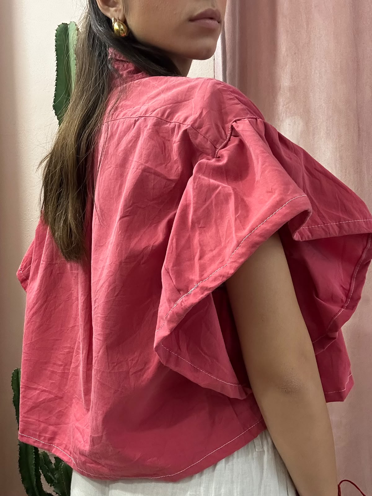 Camicia Ralph Lauren upcycling volant fragola