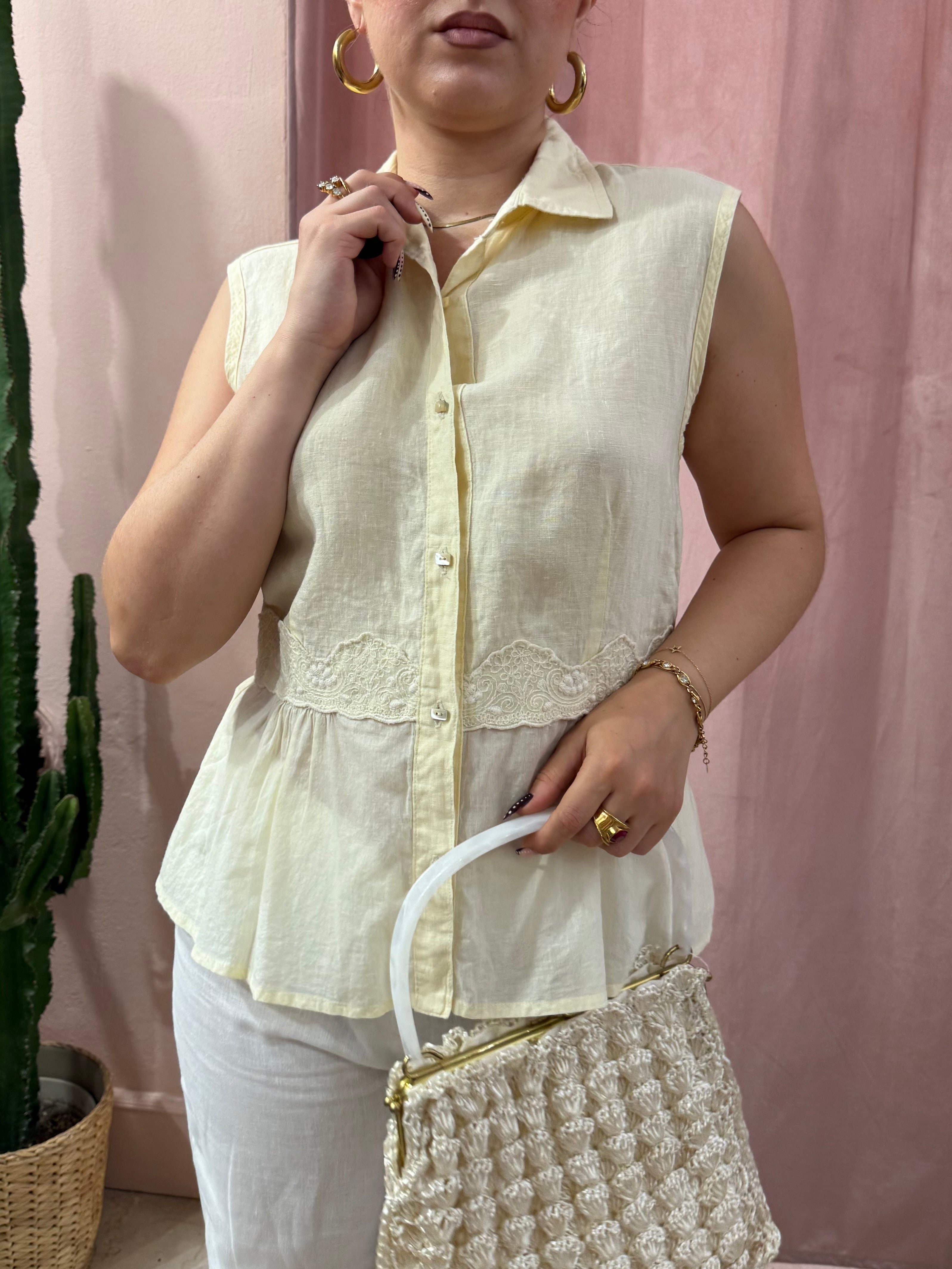 Blusa Max Mara weekend giallo burro in lino