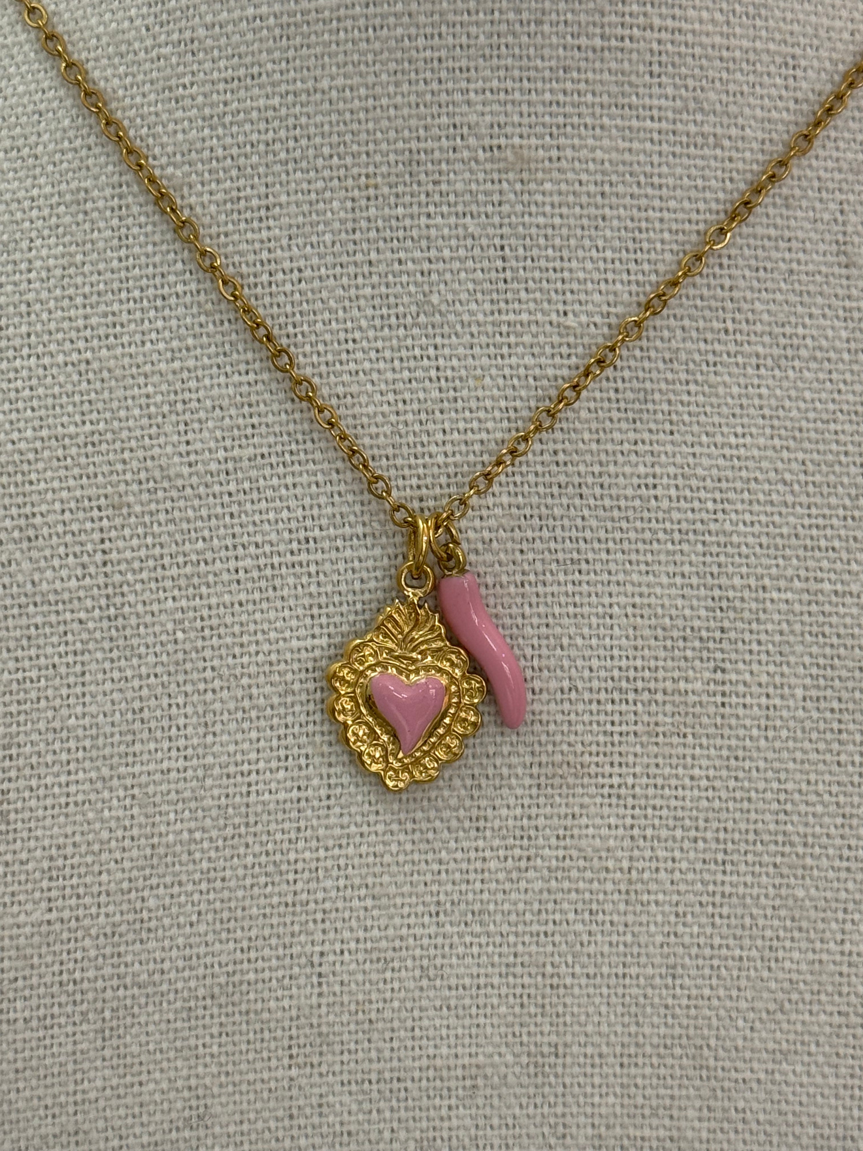 Collana Cuore Sacro portafortuna | più colori