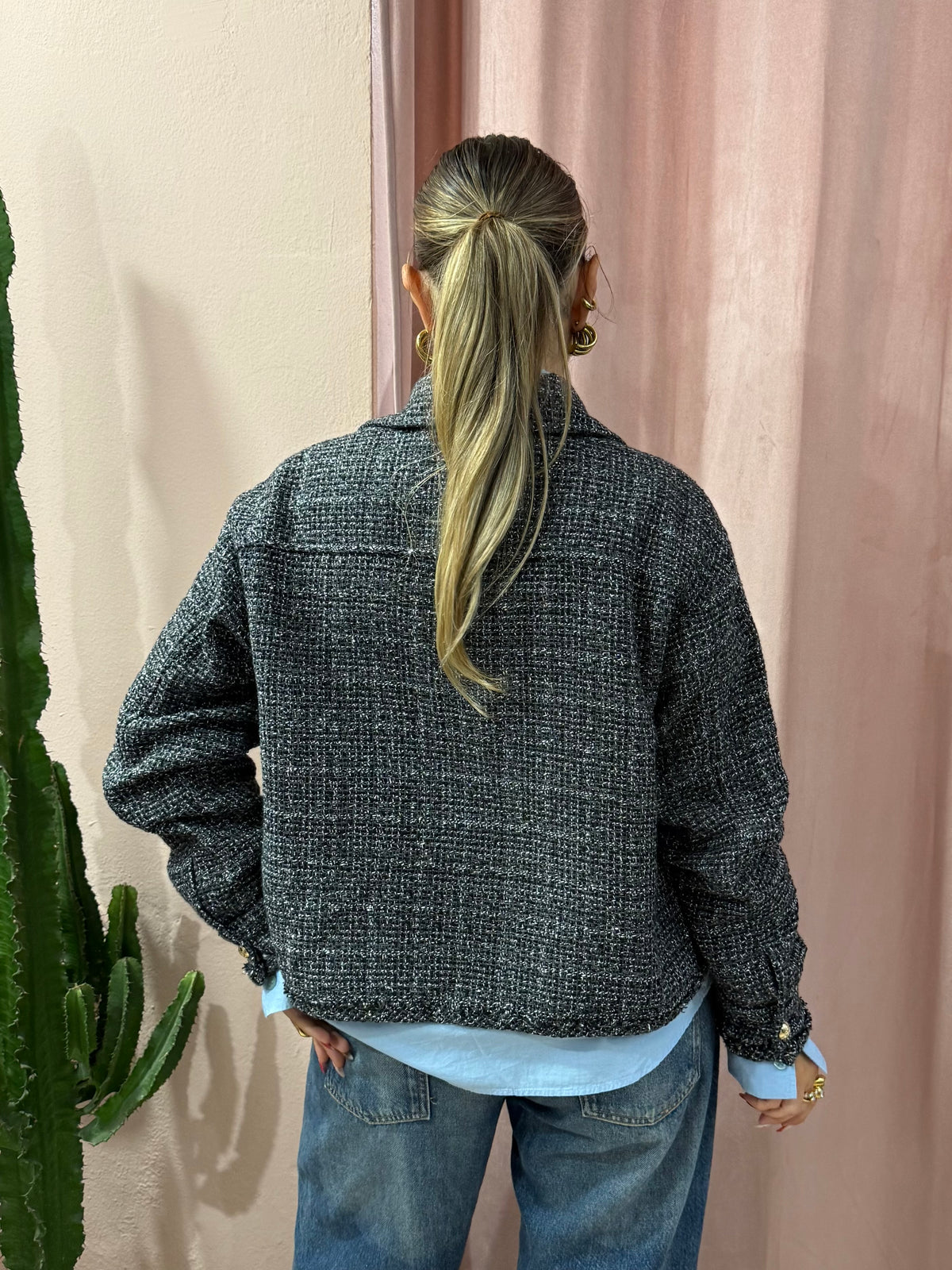 Giacca Emme Marella effetto tweed cotone e lana