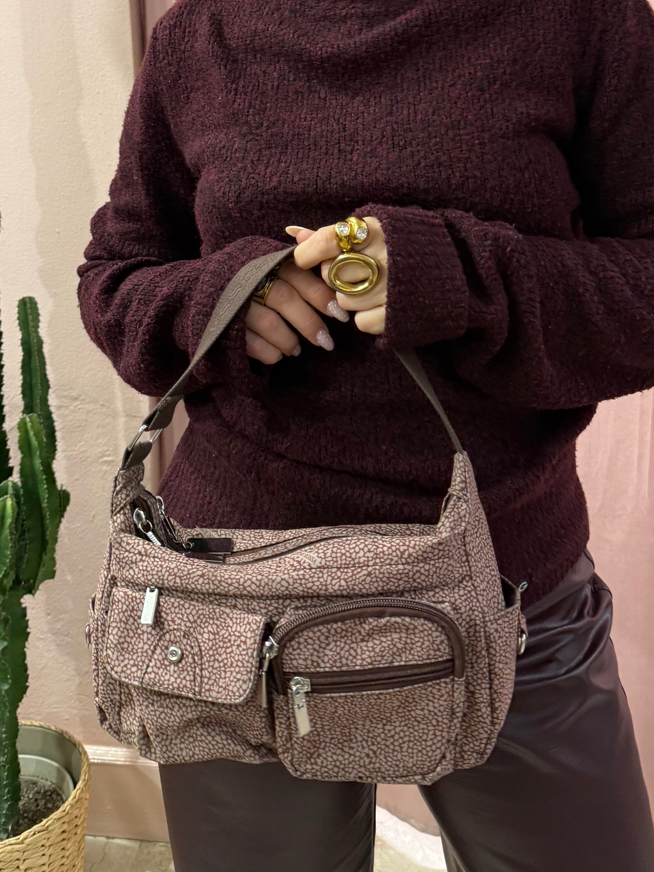 Borsa in tela 00s burgundy