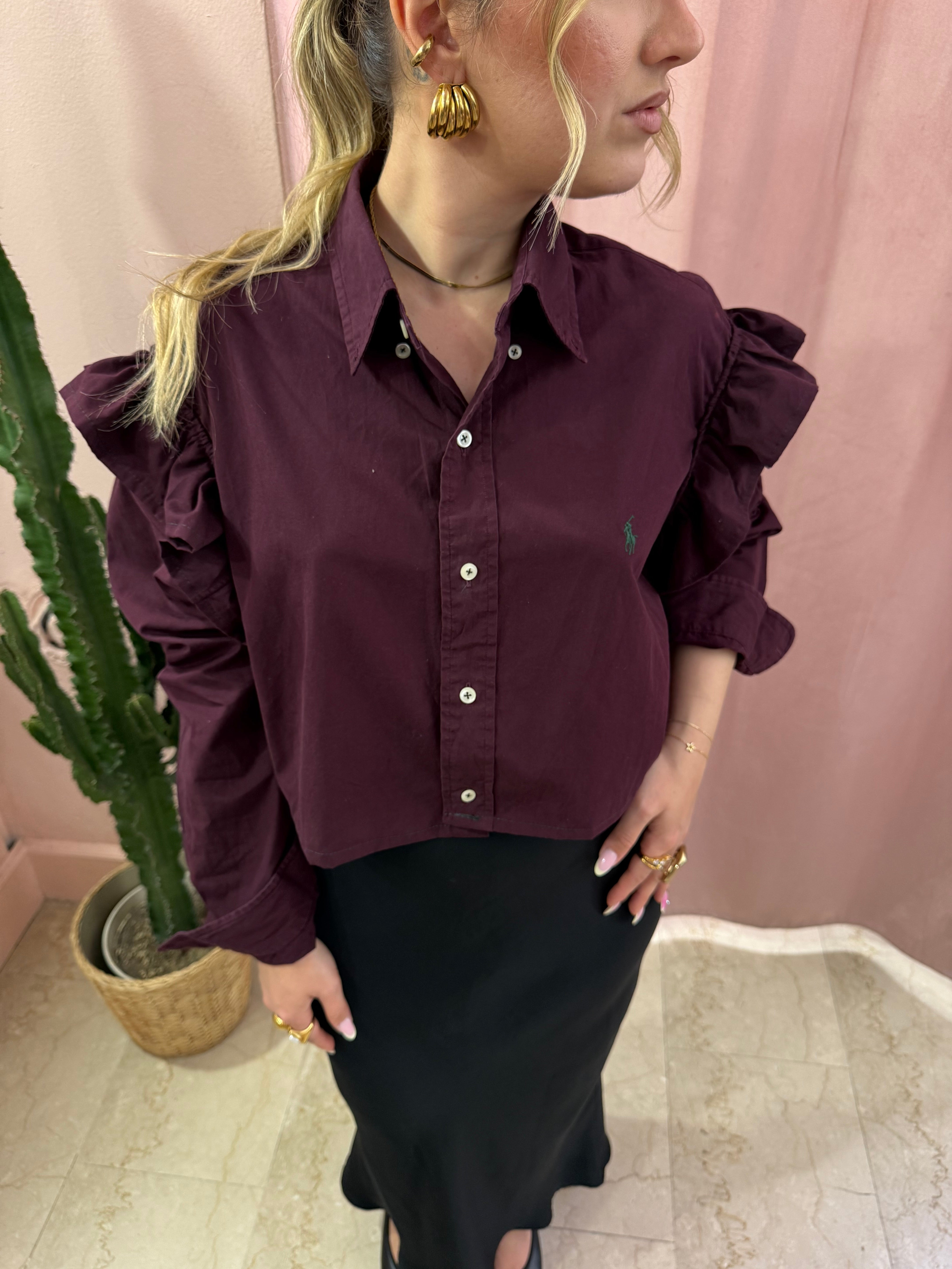 Camicia Ralph Lauren upcycling burgundy