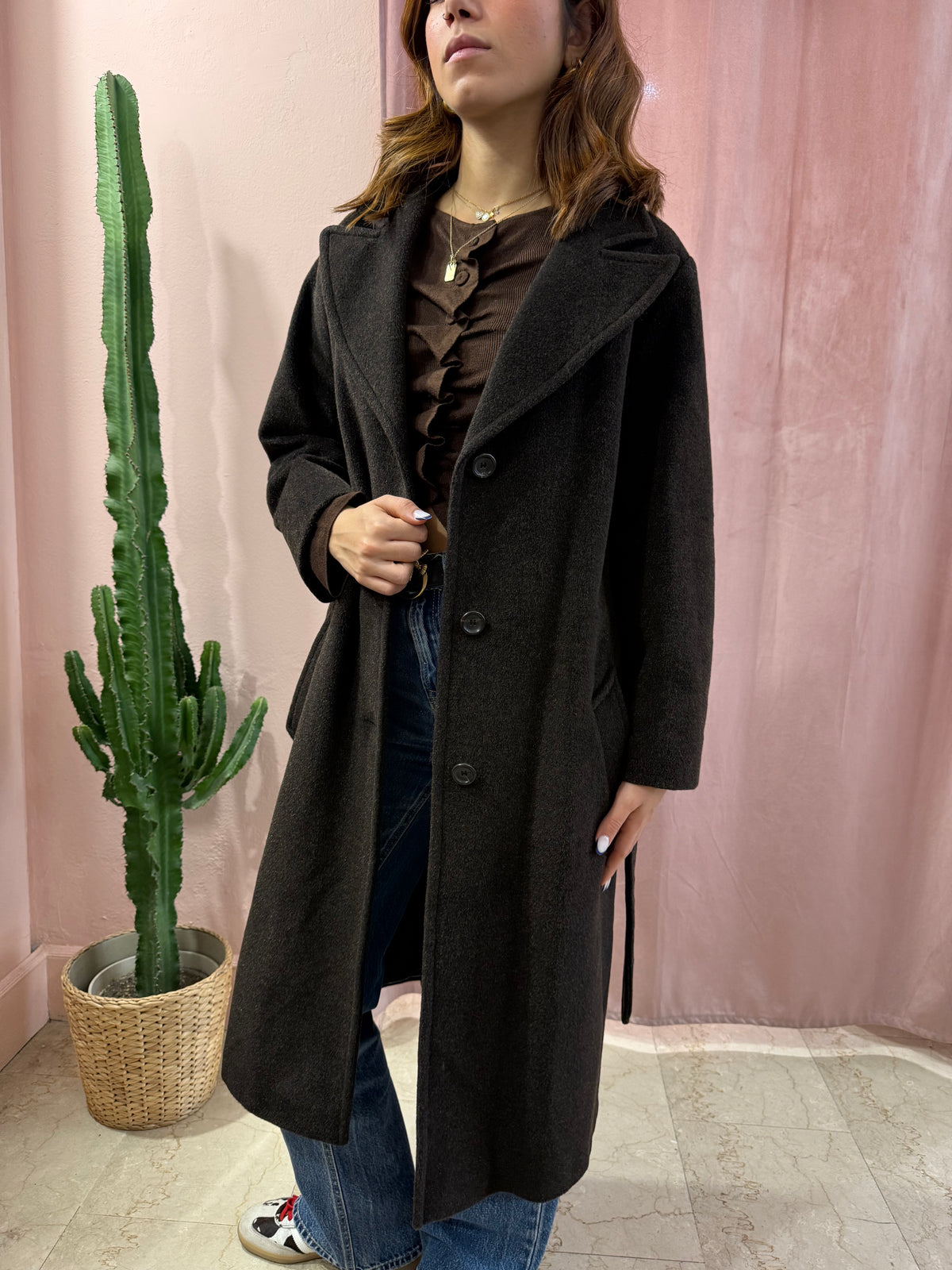 Cappotto Marella cioccolato in lana misto mohair