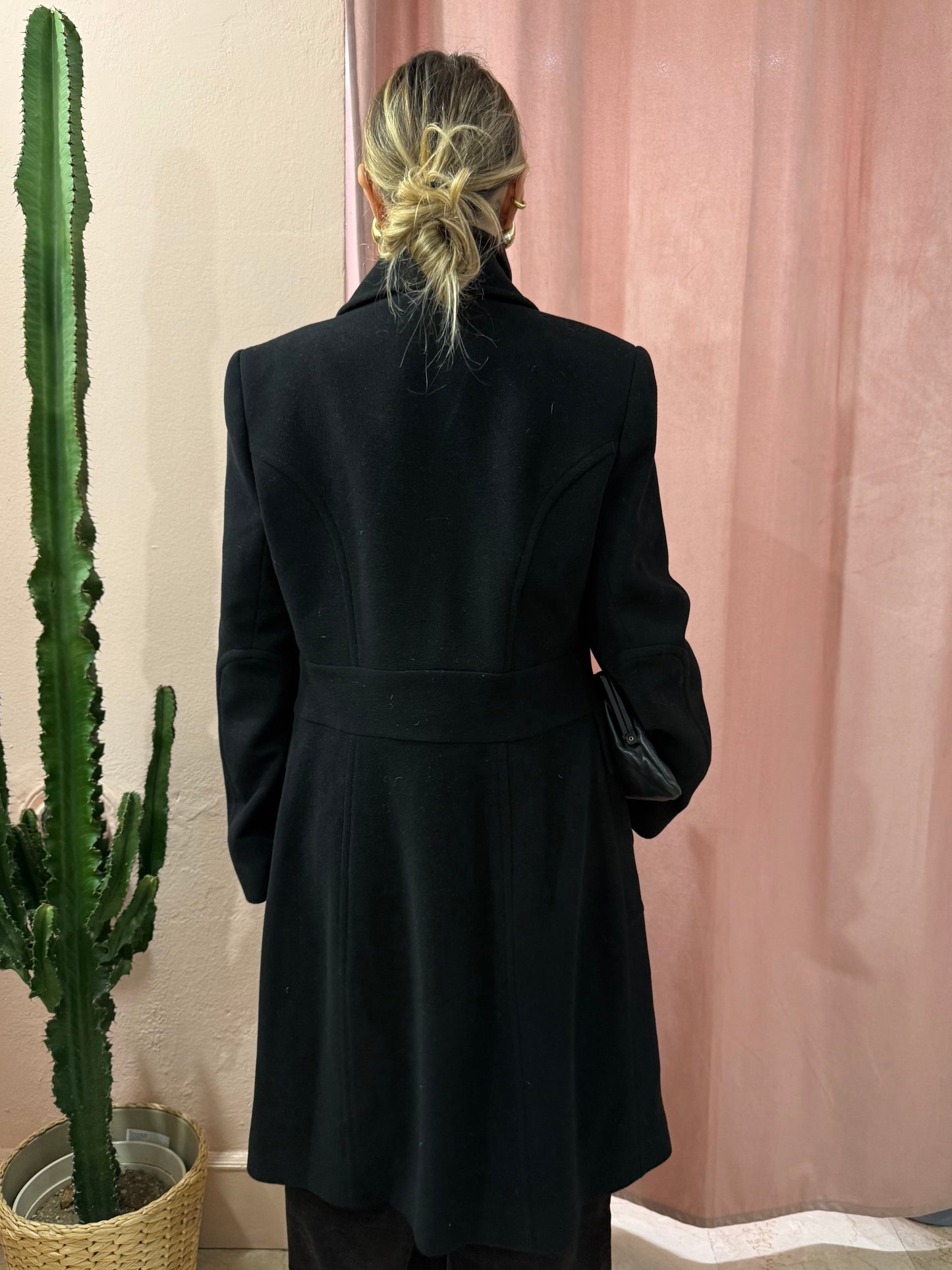 Cappotto DKNY nero in lana e cashmere