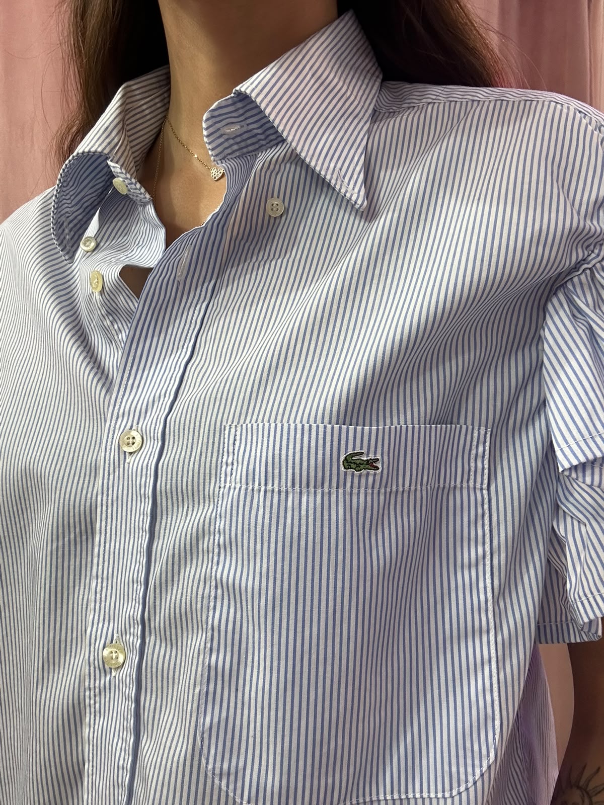 Camicia lacoste upcycling volant a righe