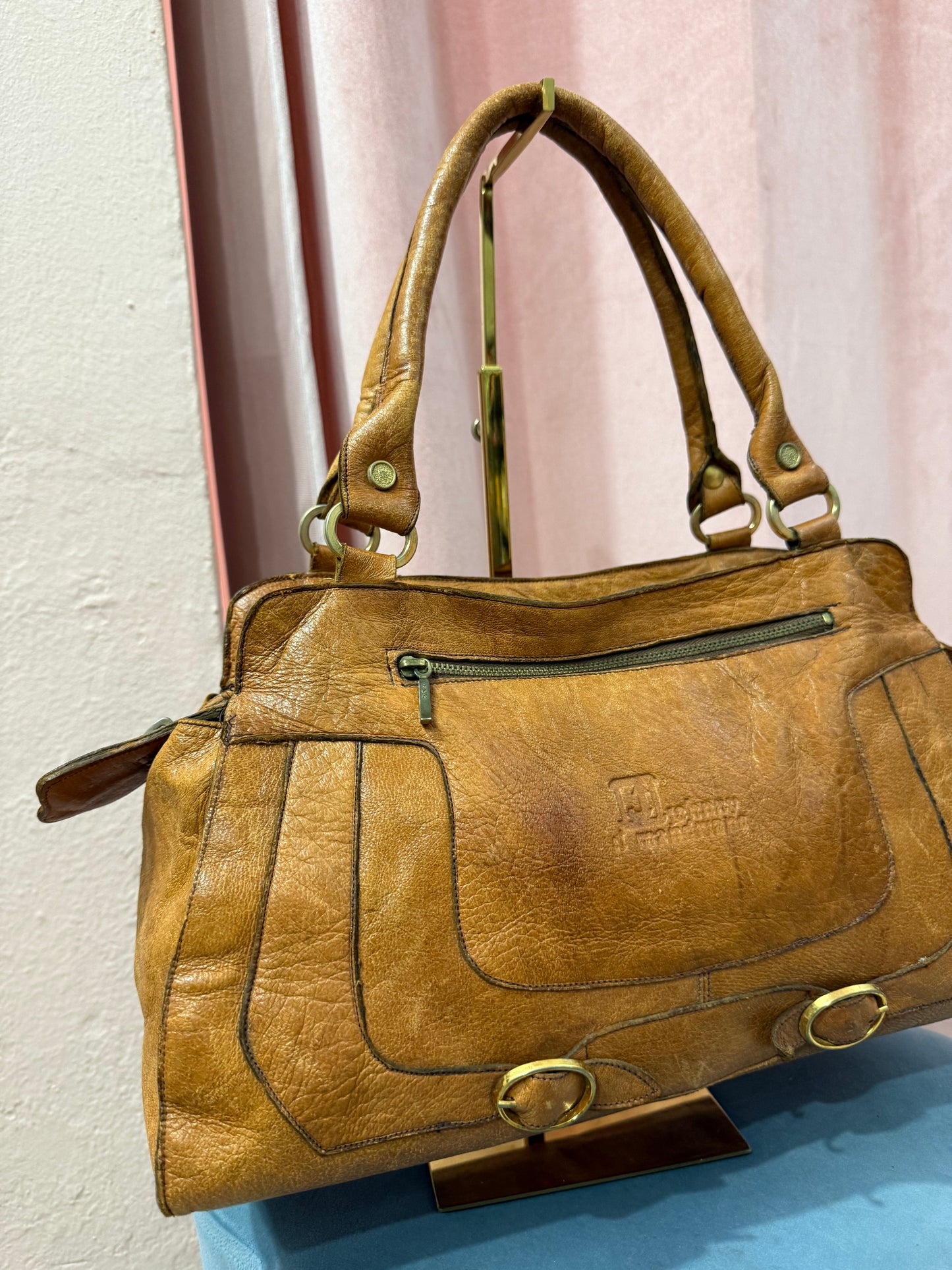 Borsa in pelle color cuoio y2k