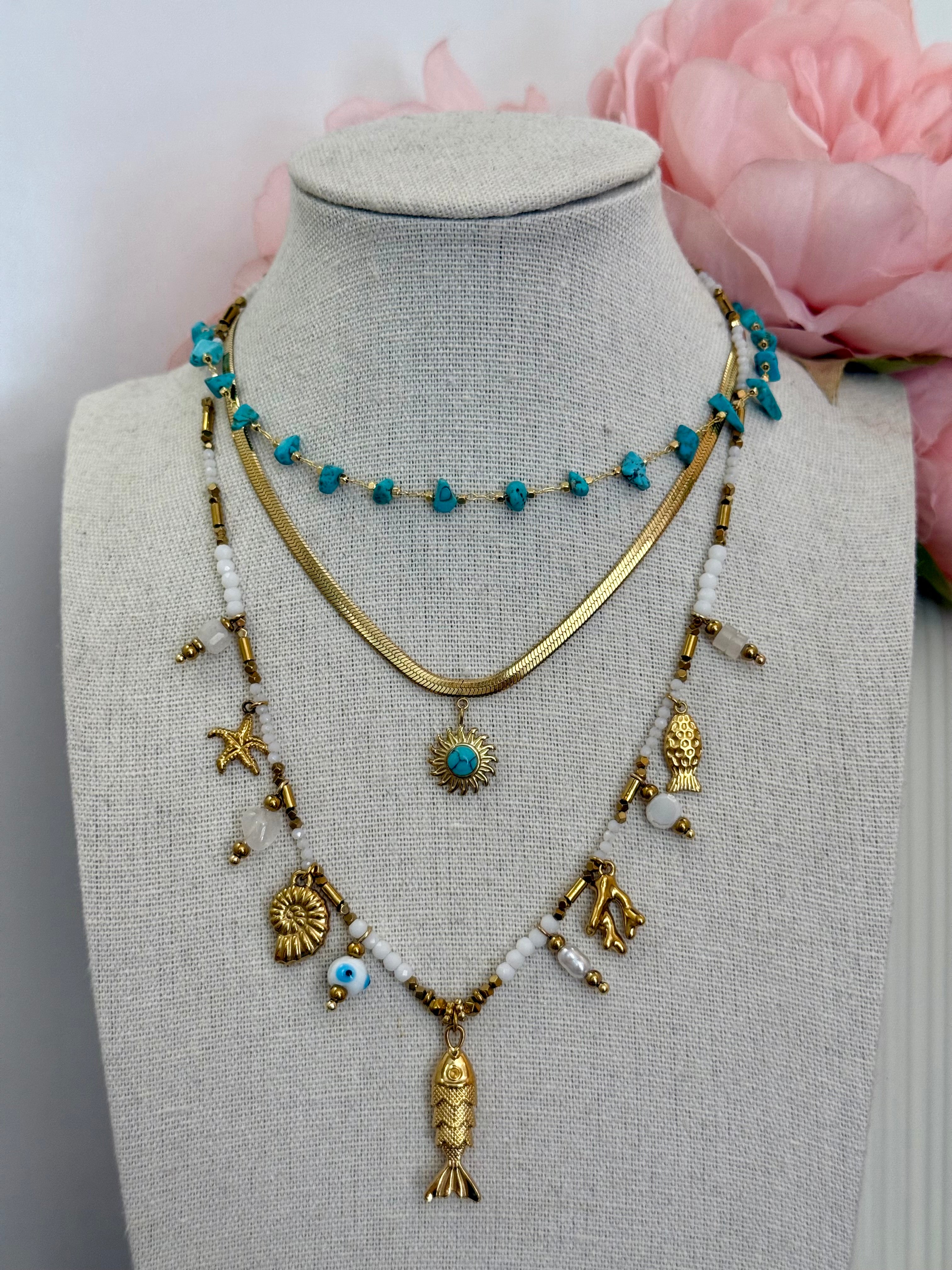Collana snake con sole turchese