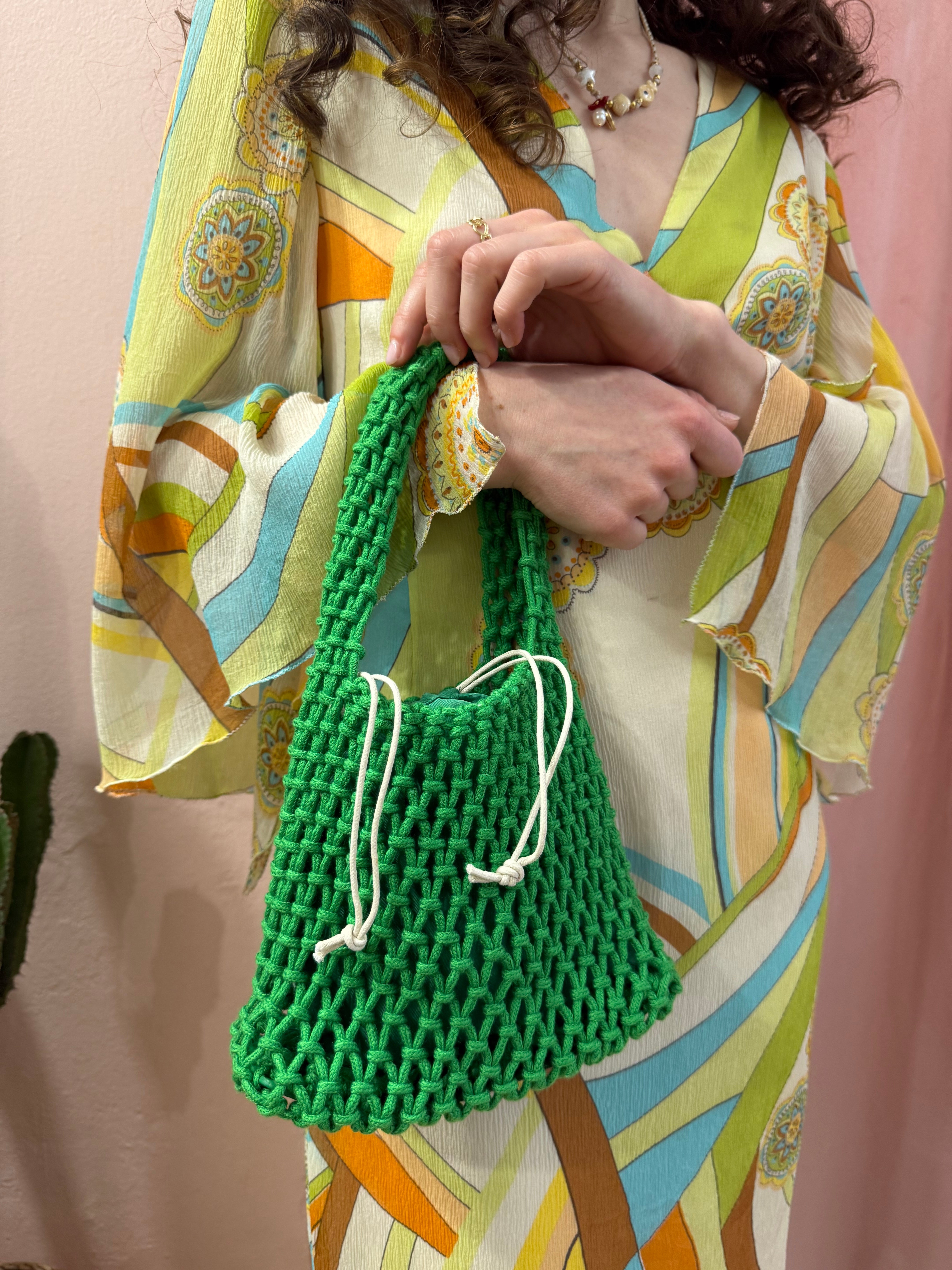 Borsa crochet verde bottega