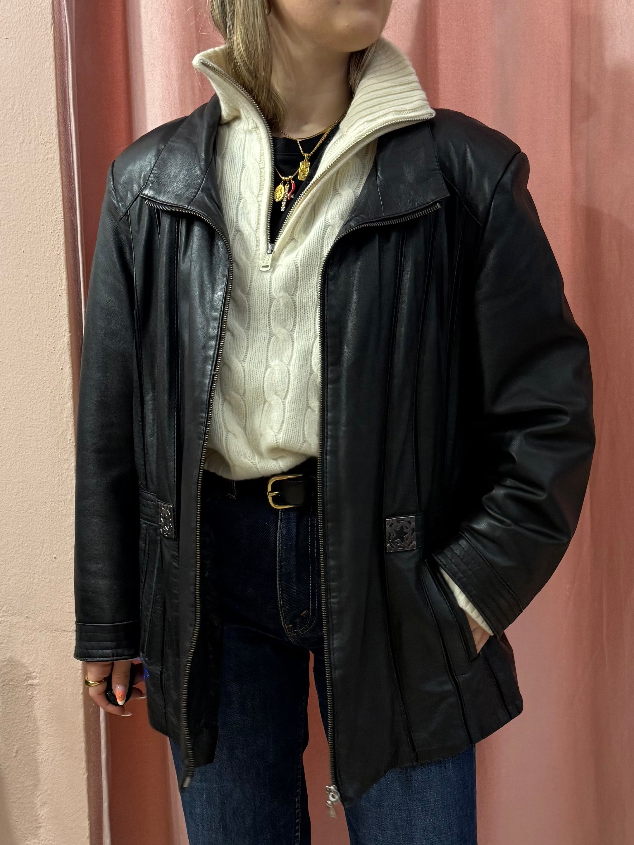 Giacca in pelle con zip