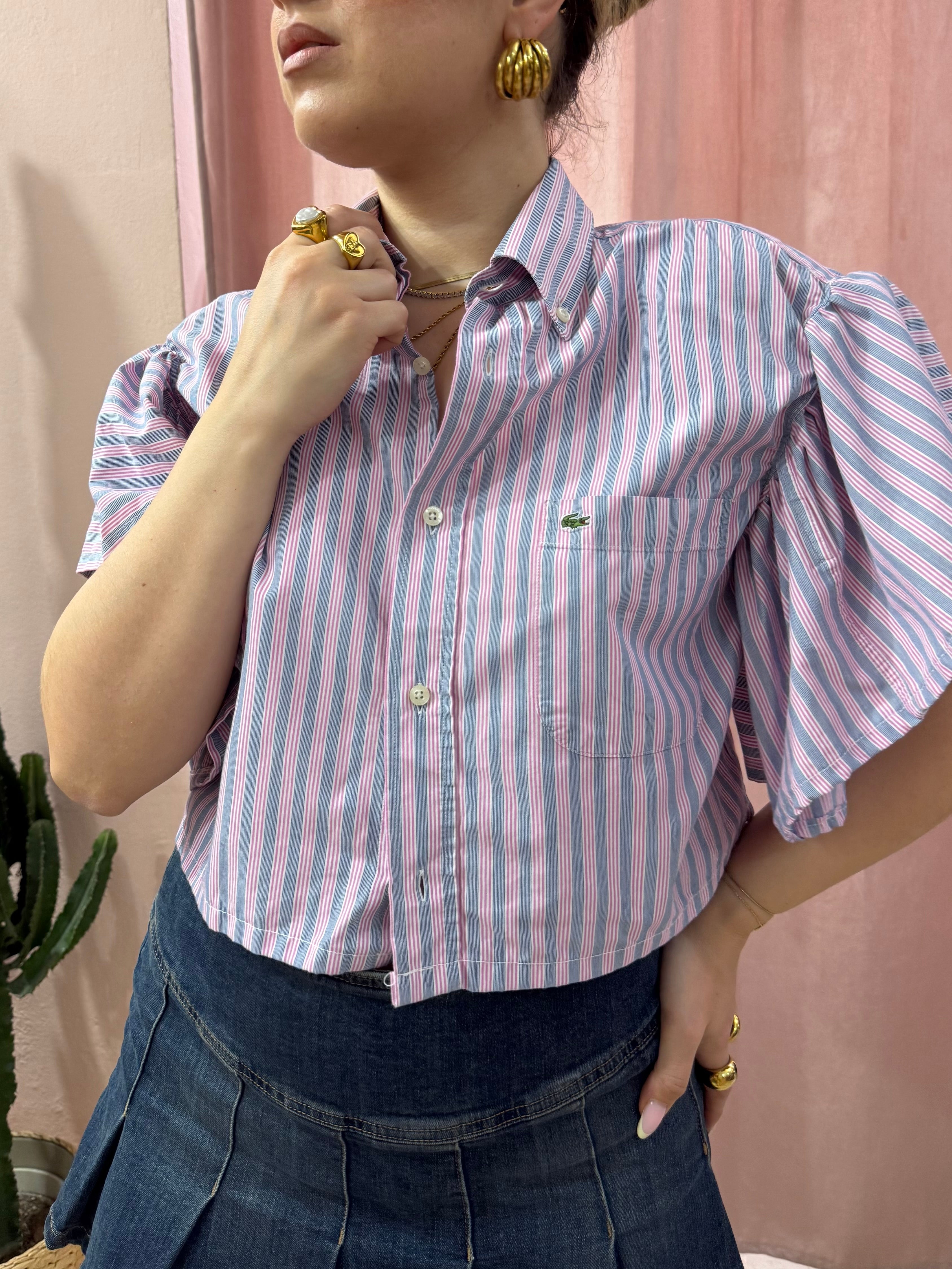 Camicia Lacoste upcycling volant smanicata