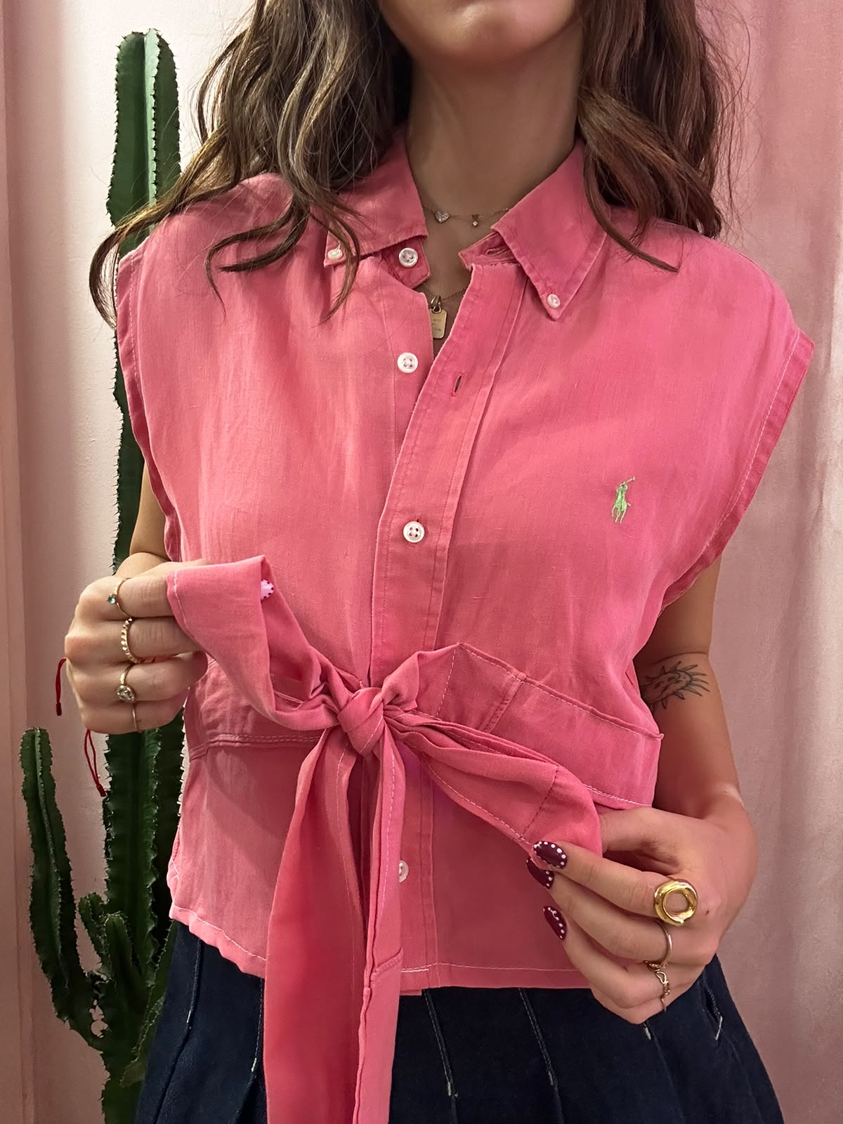 Camicia Ralph Lauren upcycling fiocco fragola