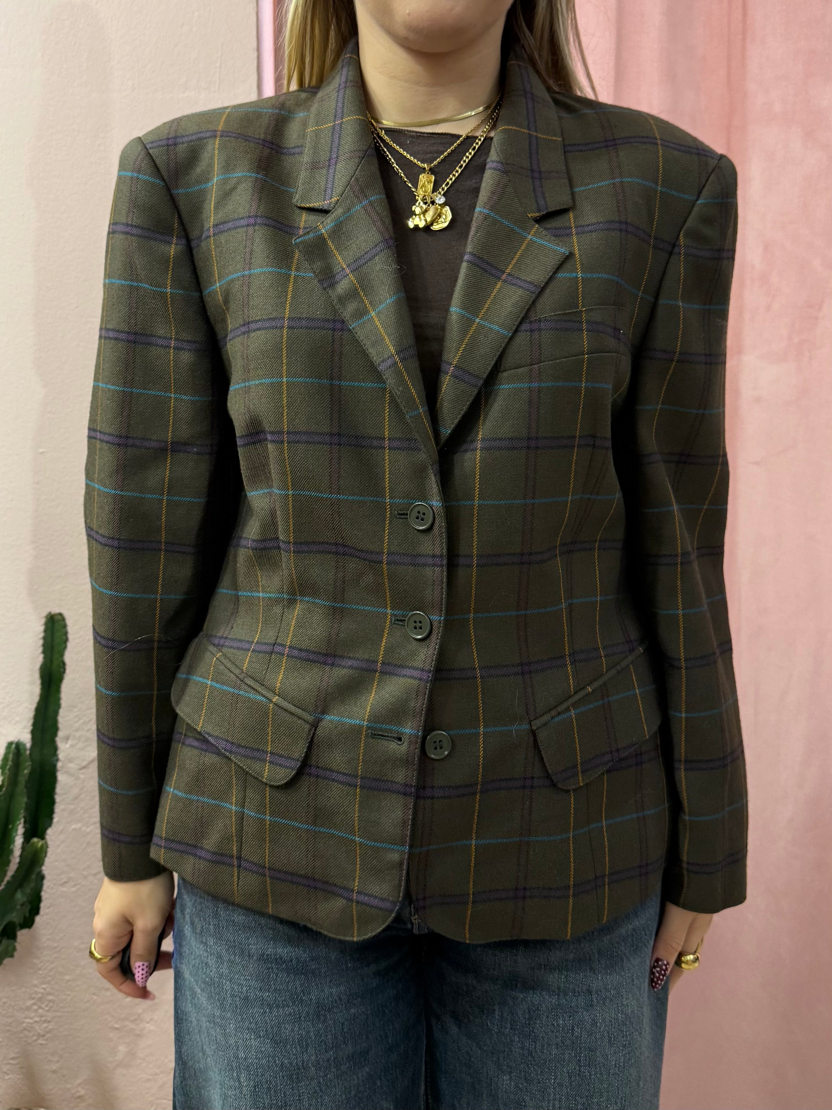 Blazer quadrettato in lana