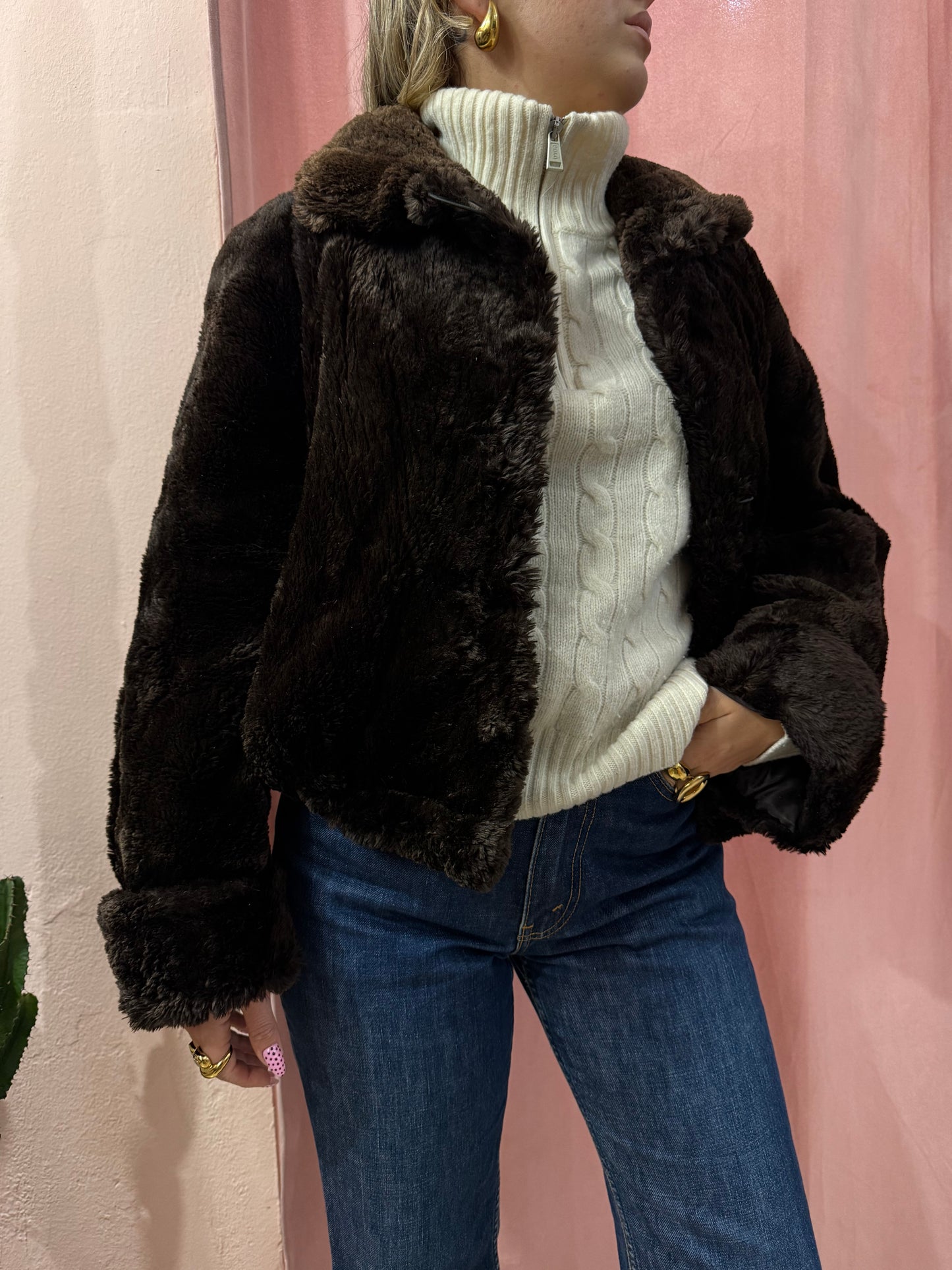 Pelliccia crop in castoro rasato