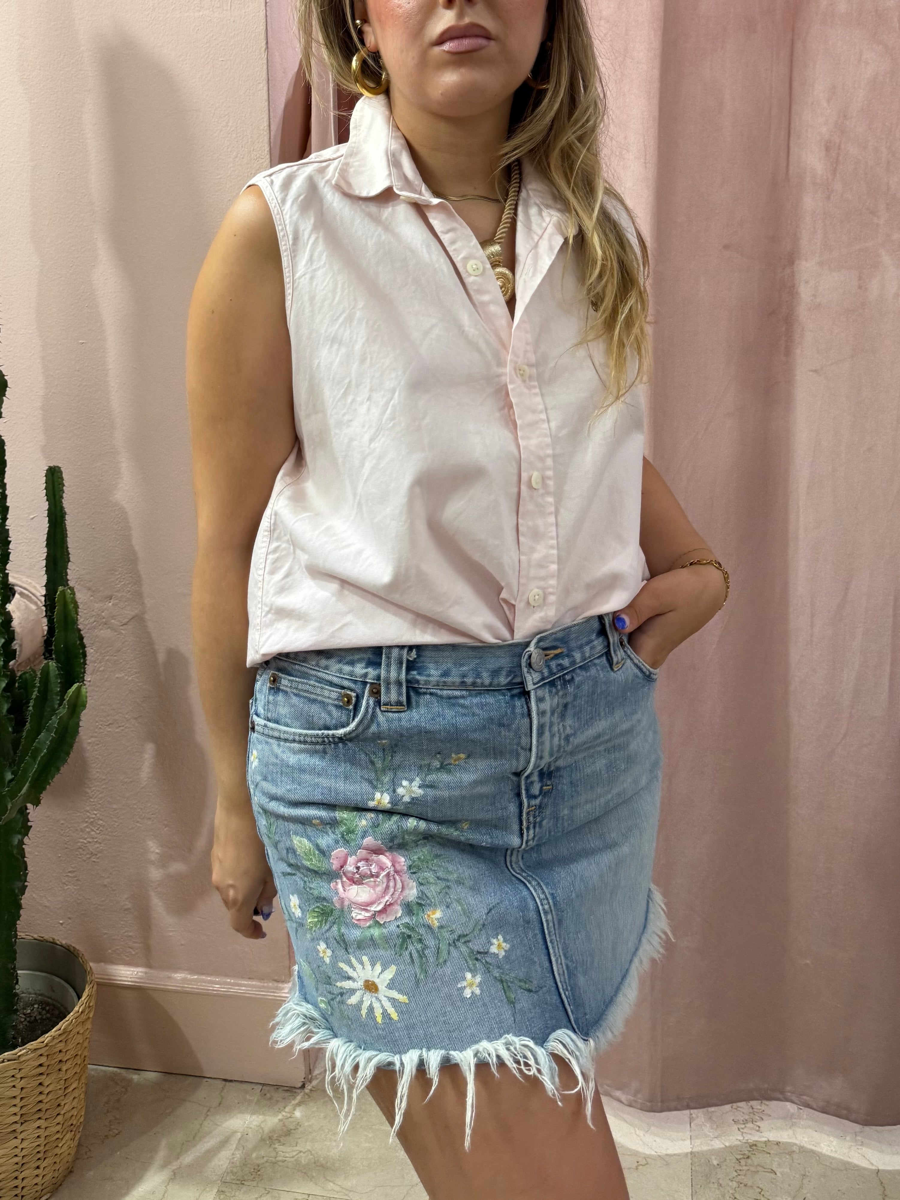 Minigonna Ralph Lauren in denim ricamata