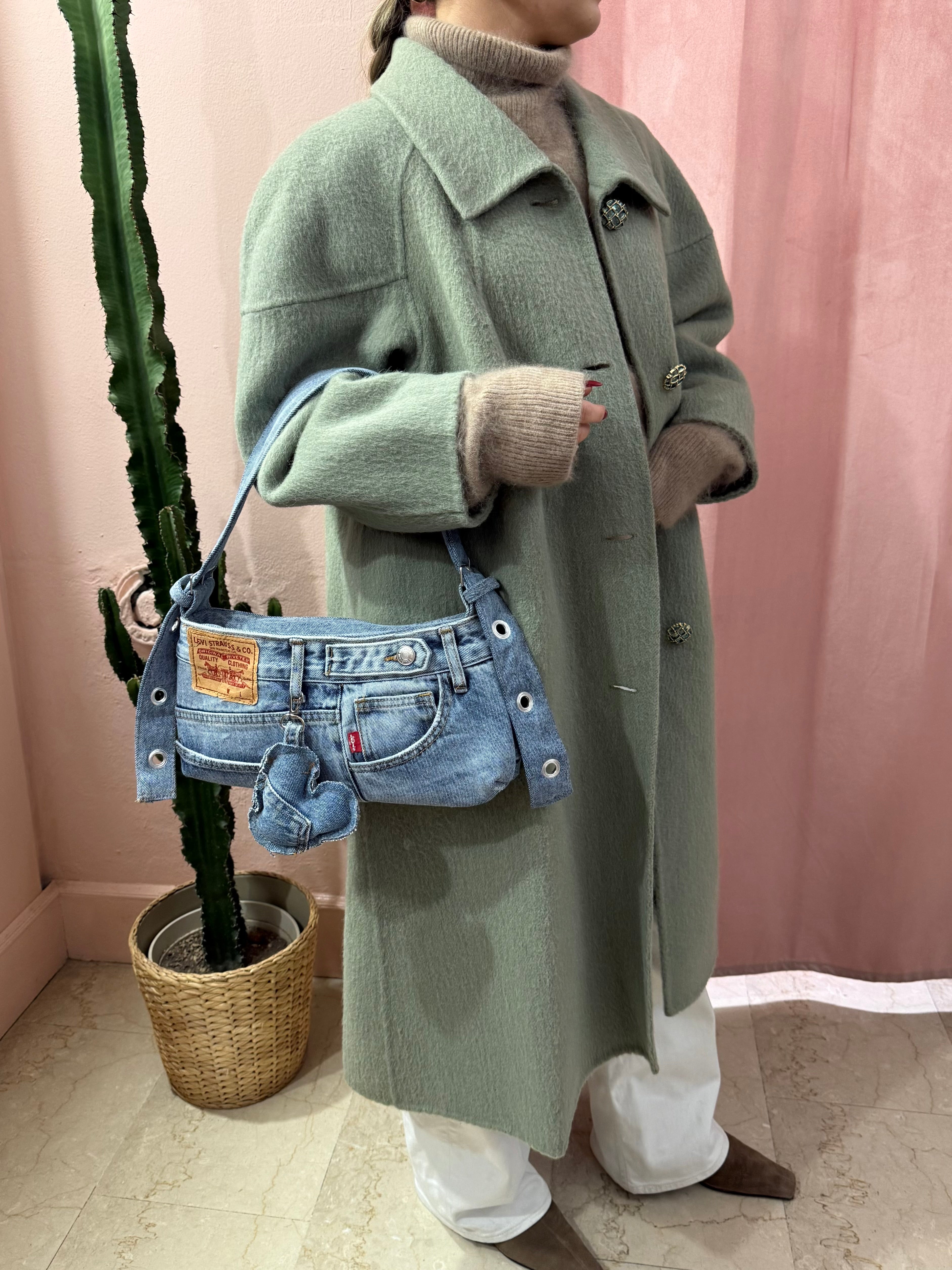 Cappotto vintage in lana salvia