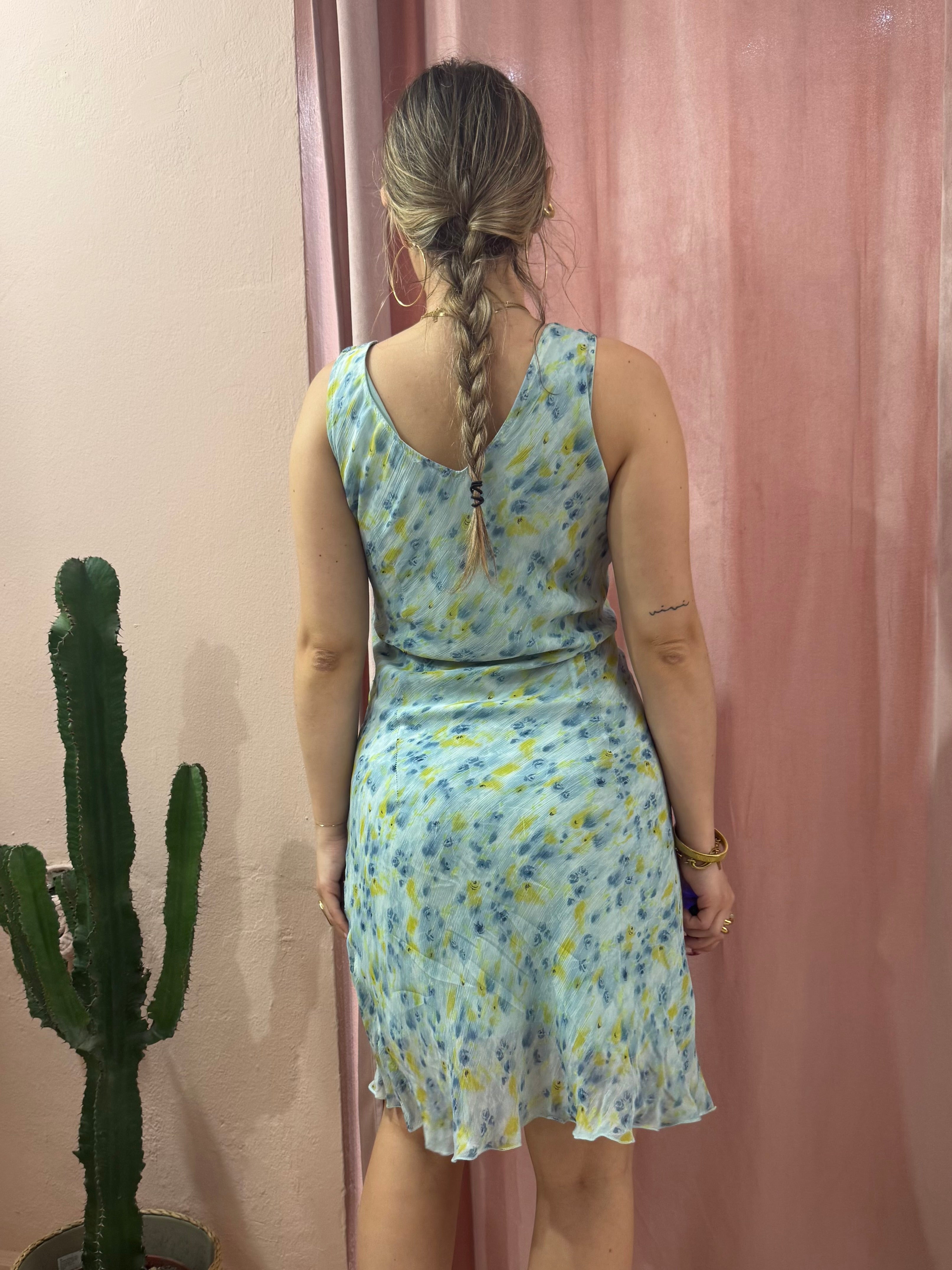 Vestito midi turchese in fantasia