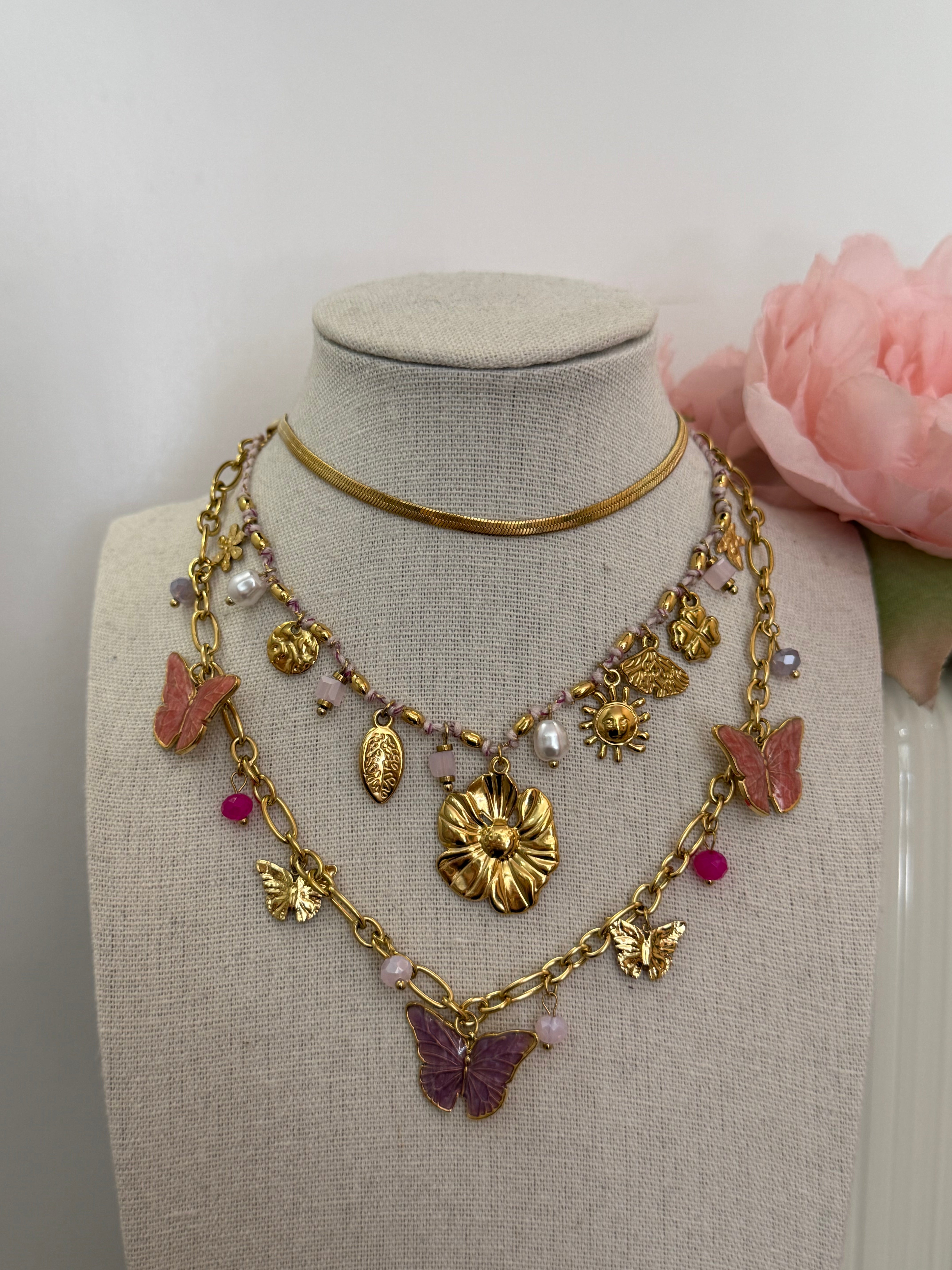 Collana multicharm farfalle