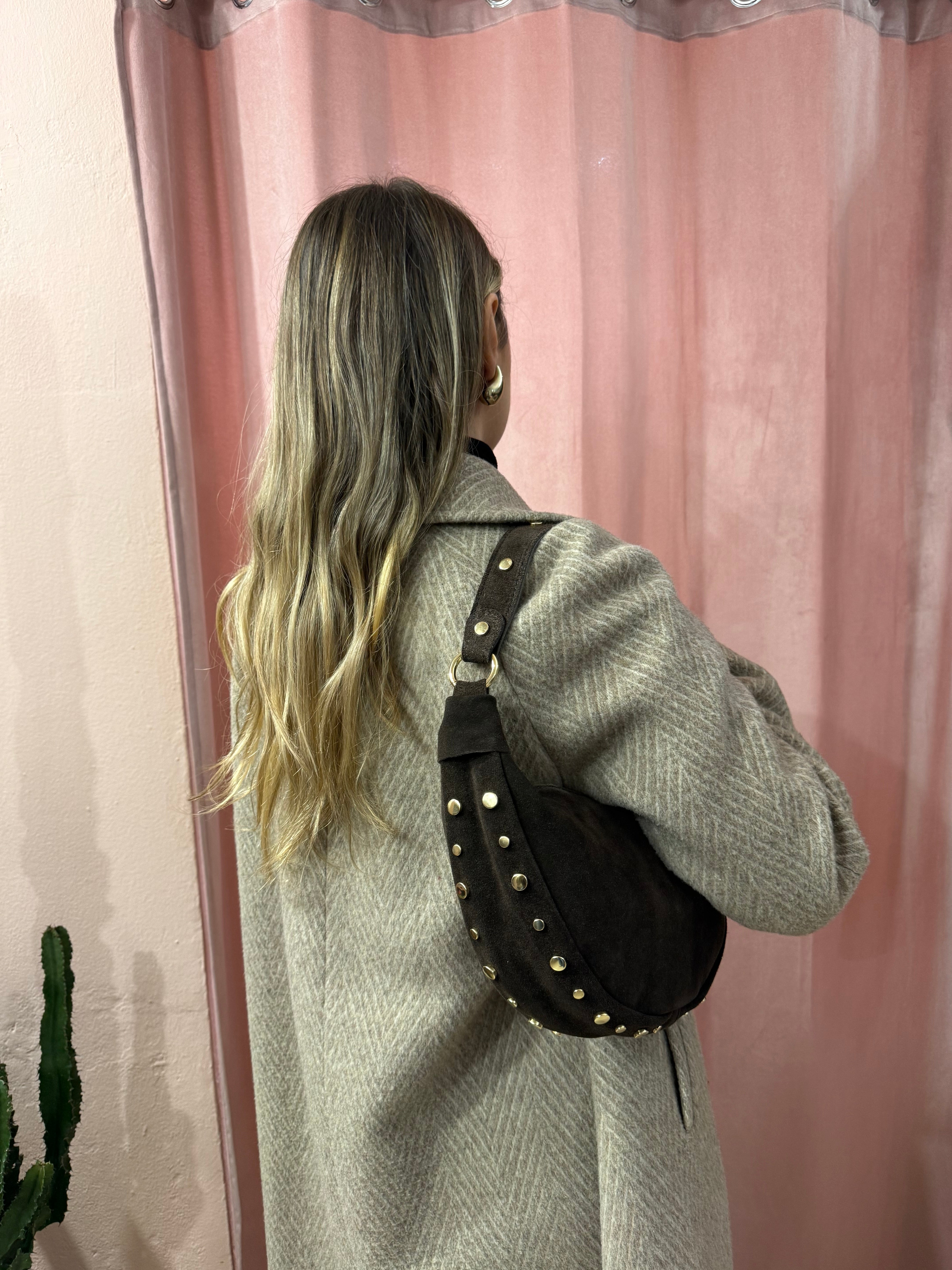 Borsa mezzaluna in vera pelle