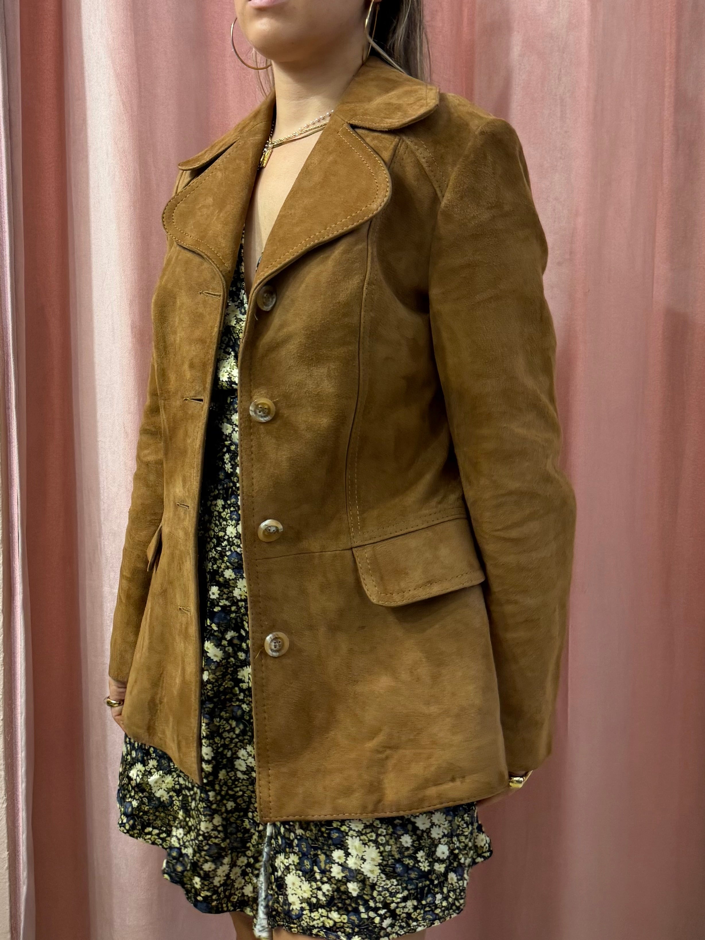 Giacca scamosciata monopetto