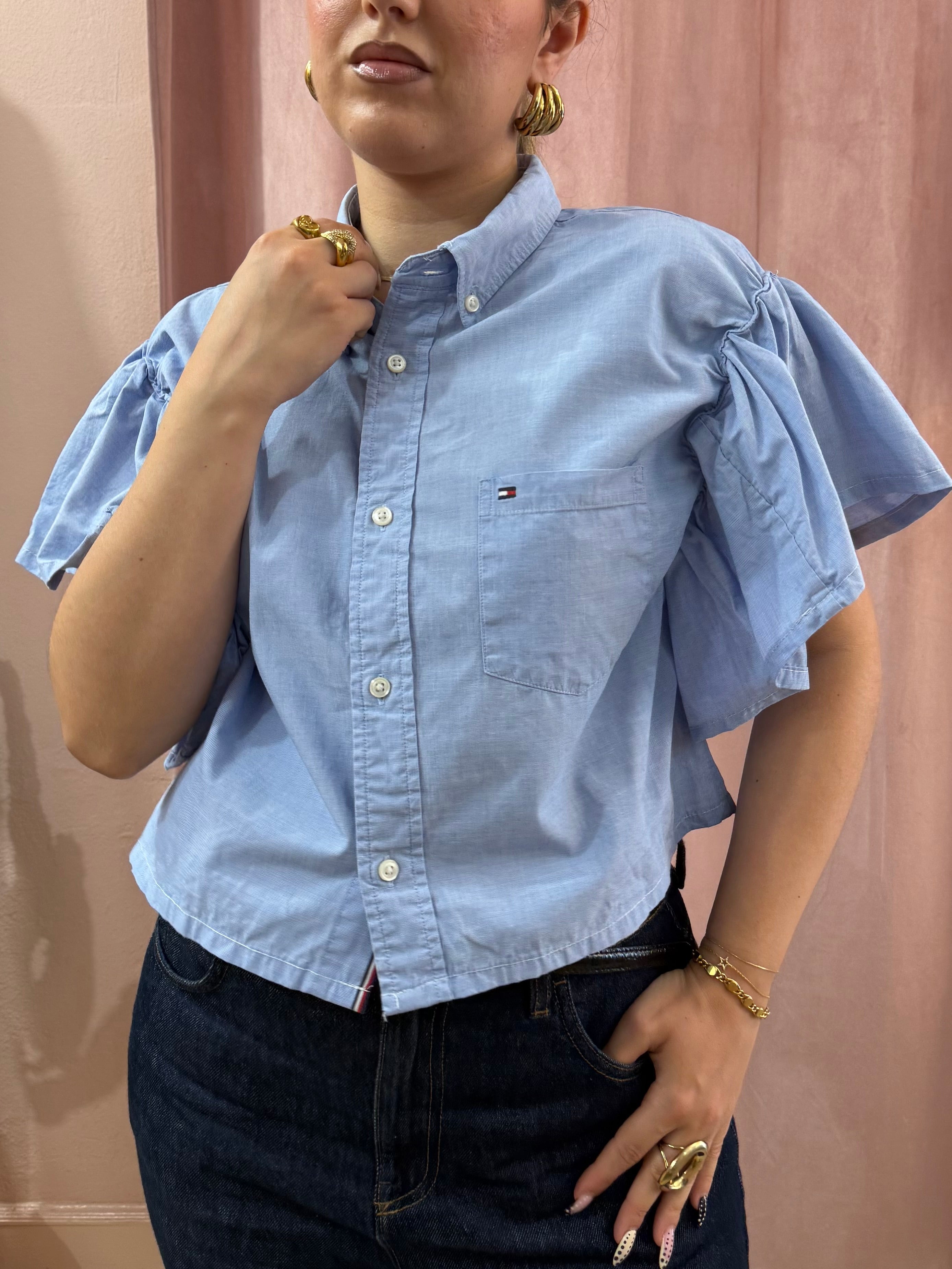 Camicia Tommy Hilfiger upcycling azzurra