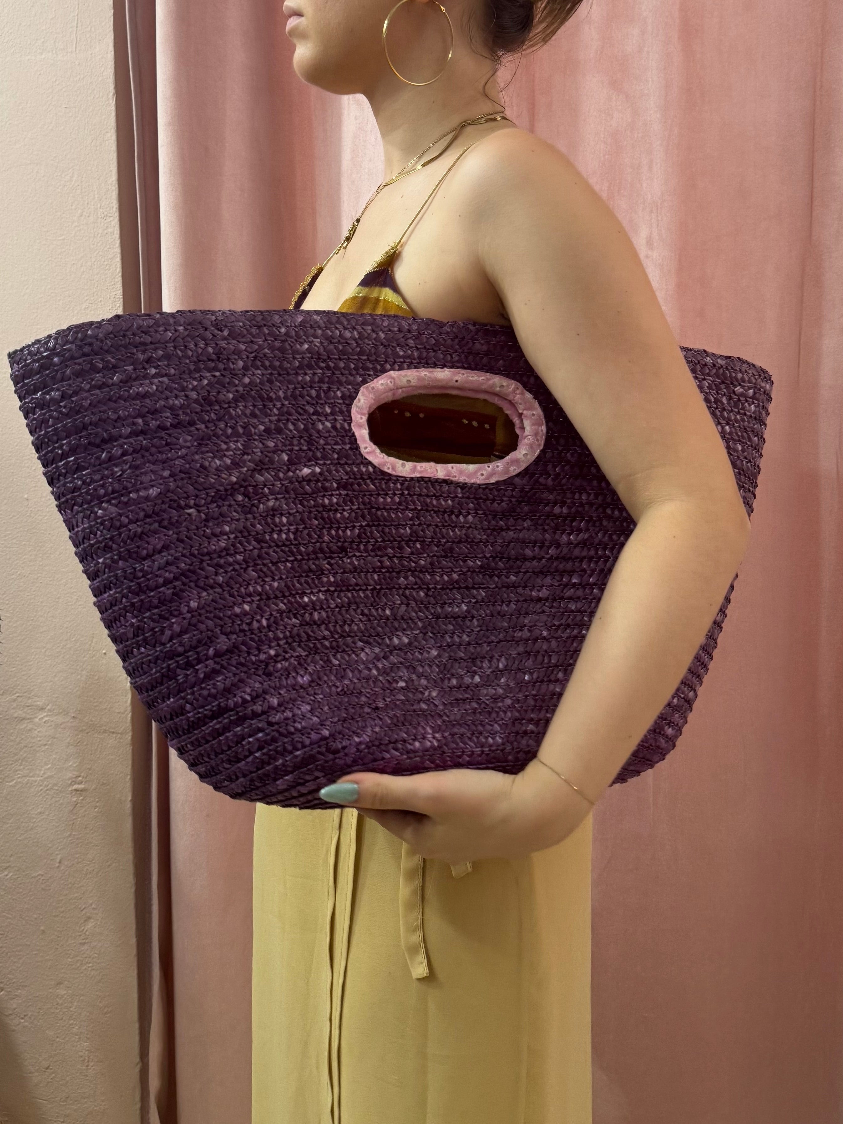 Borsa in paglia Viola