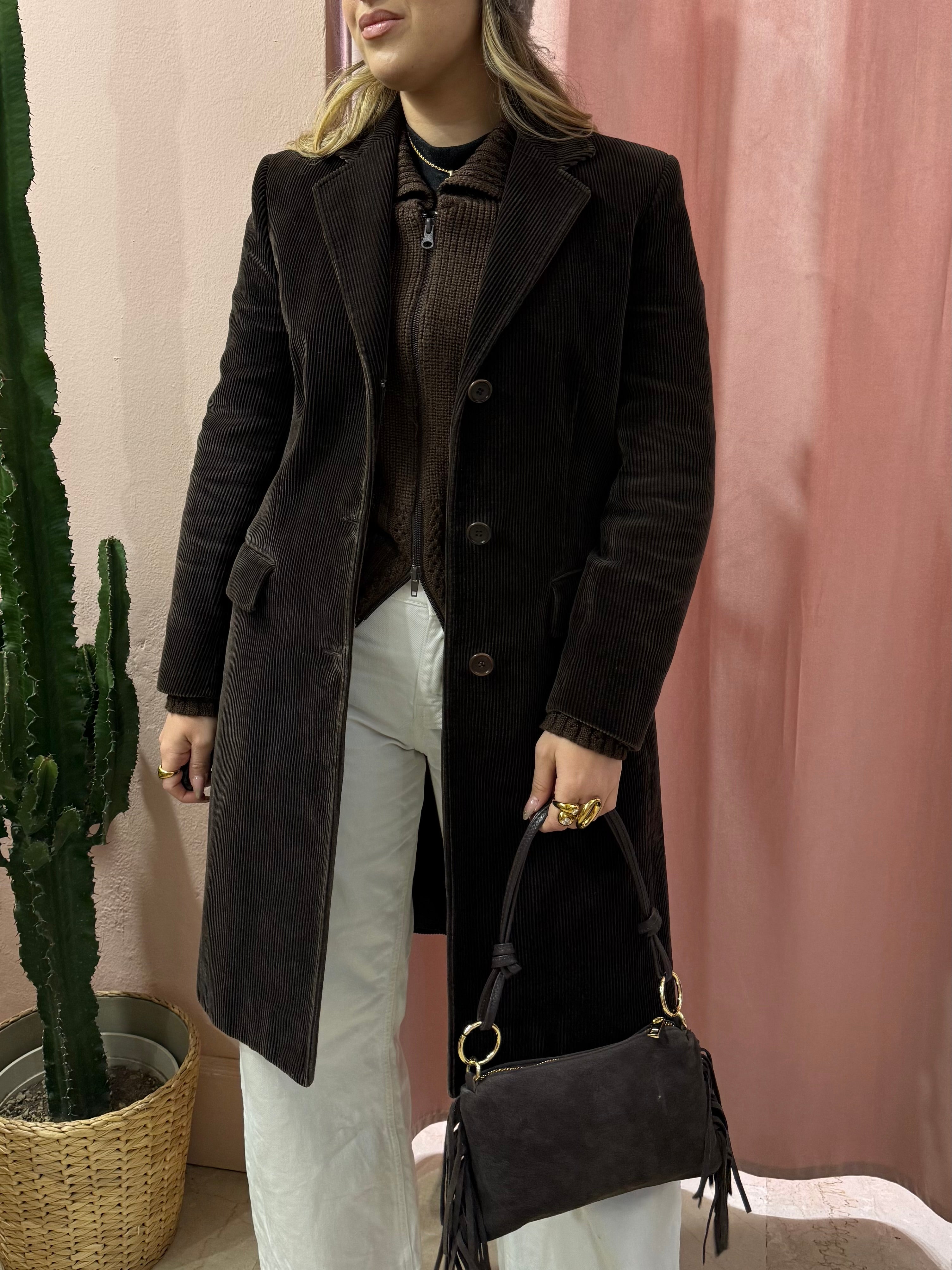 Giacca lunga Aspesi moro a costine