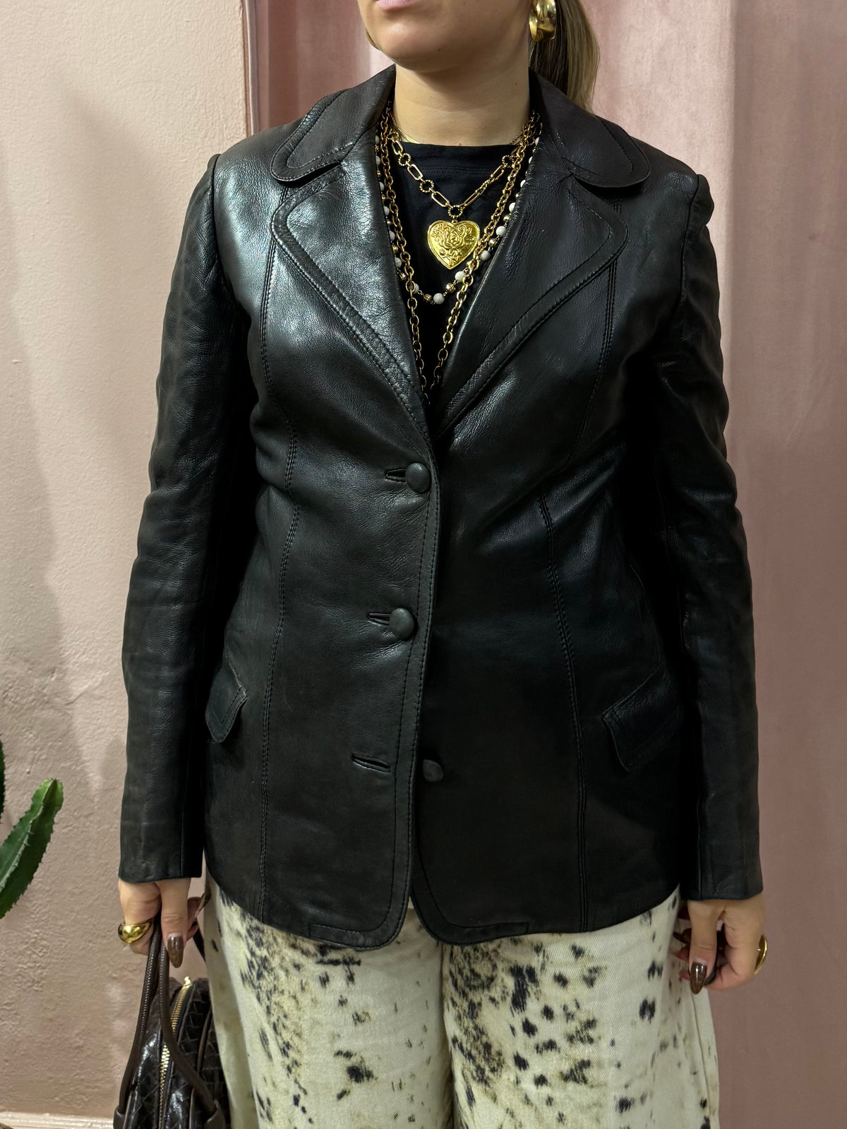 Giacca in vera pelle moro