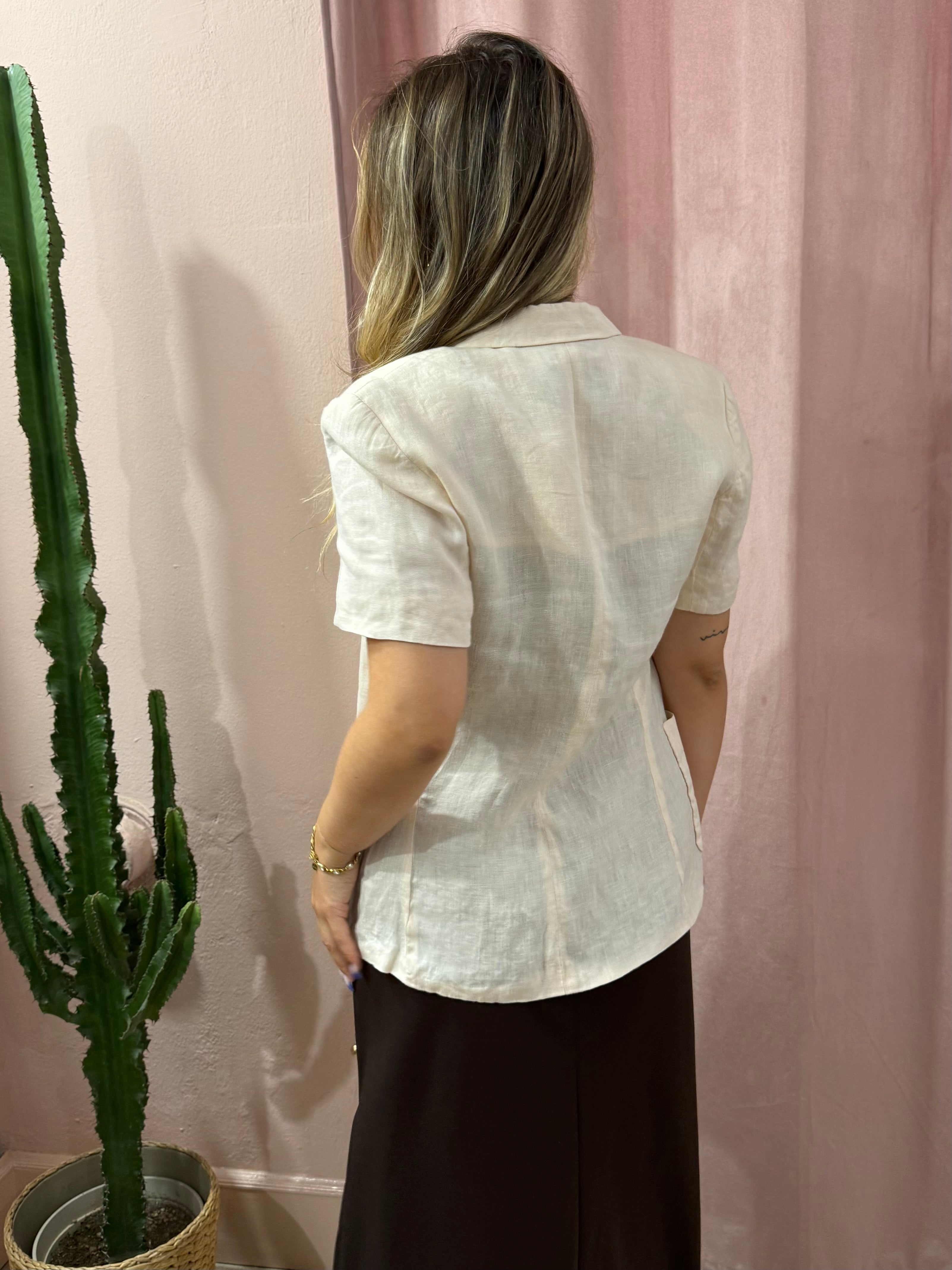 Blazer Max Mara rosa cipria in puro lino