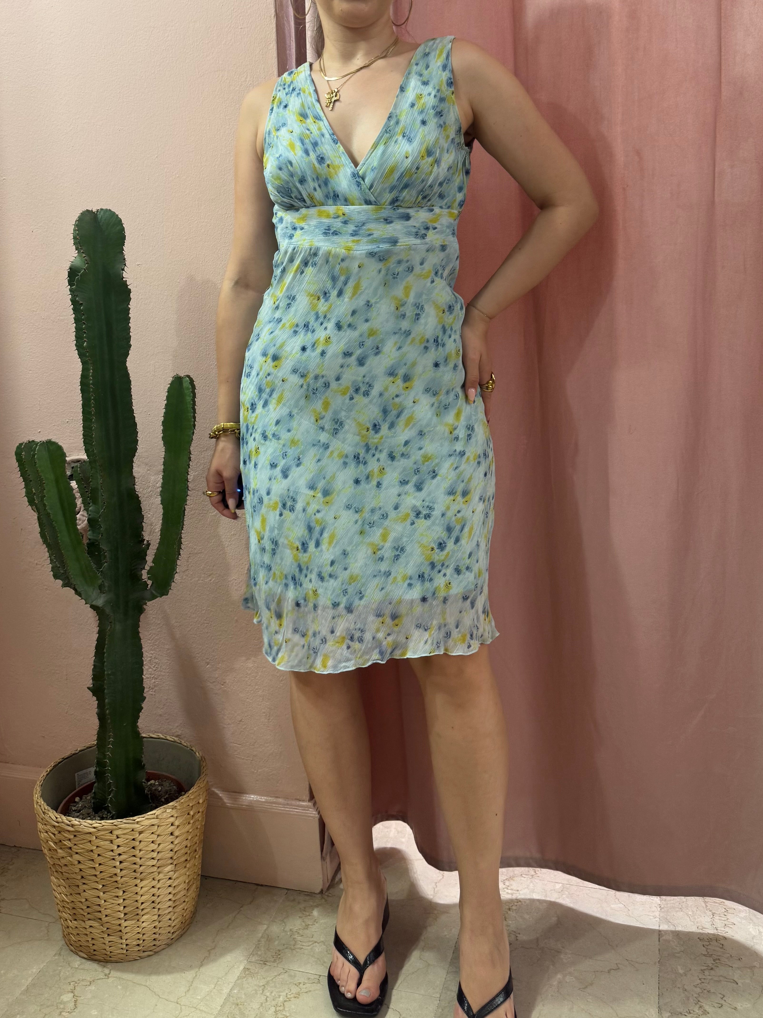 Vestito midi turchese in fantasia