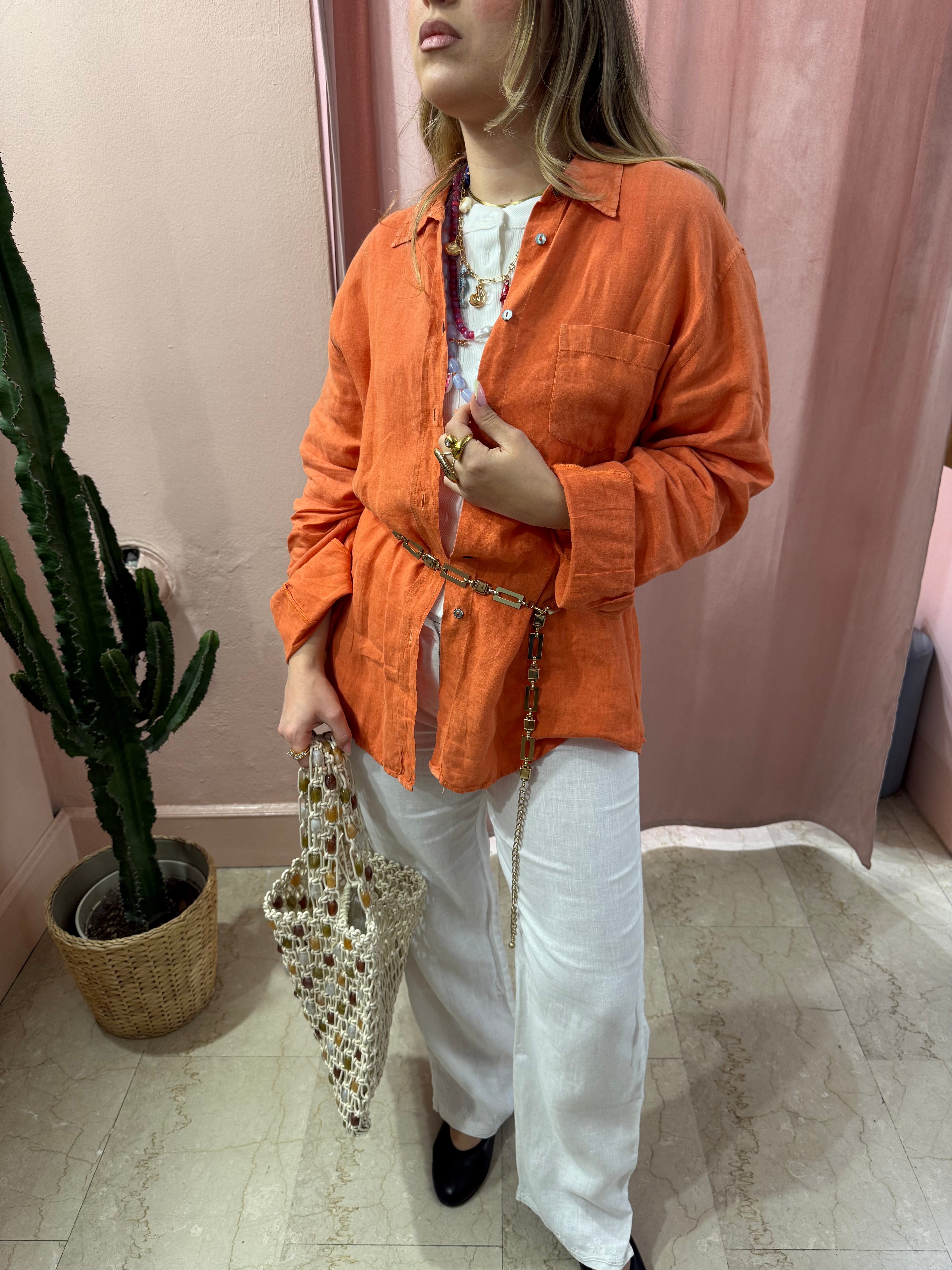 Camicia Max Mara weekend arancio in lino