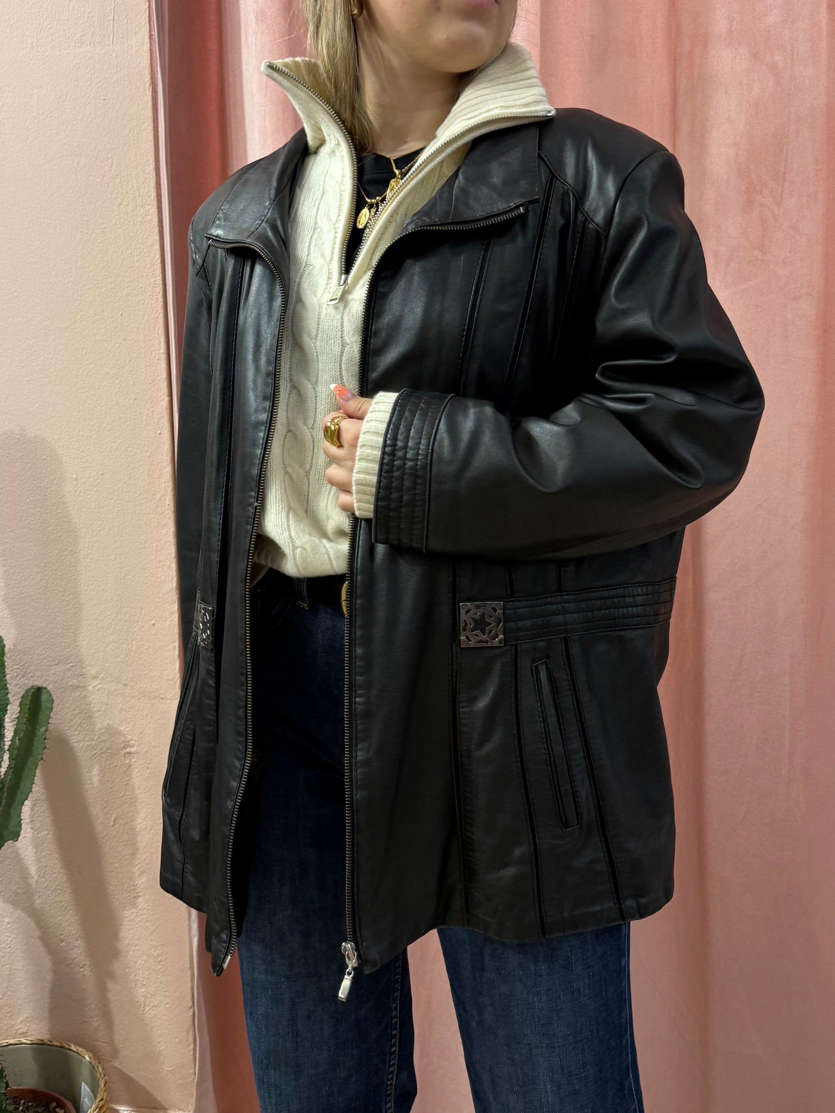 Giacca in pelle con zip