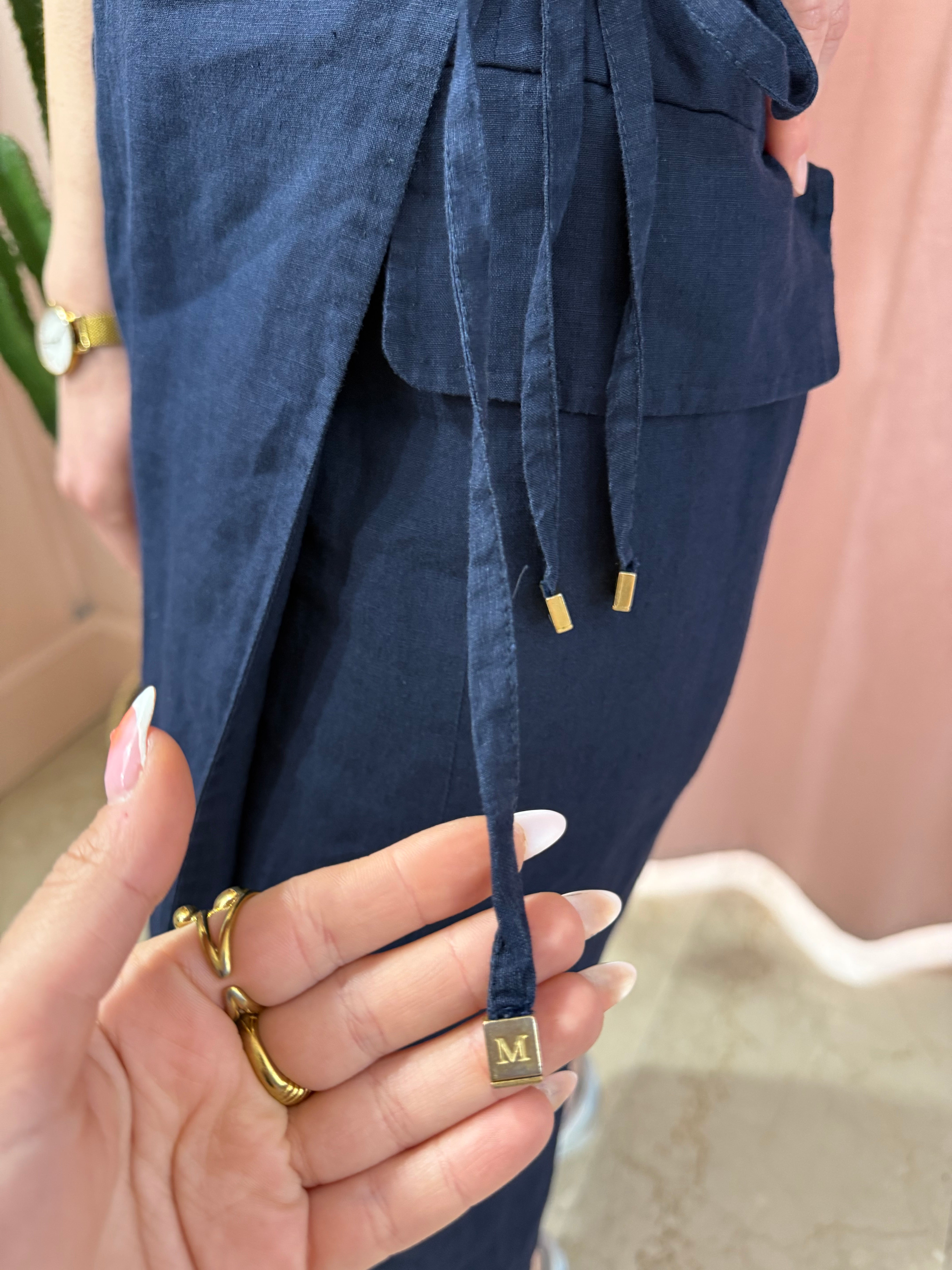 Vestito Max Mara blu in puro lino