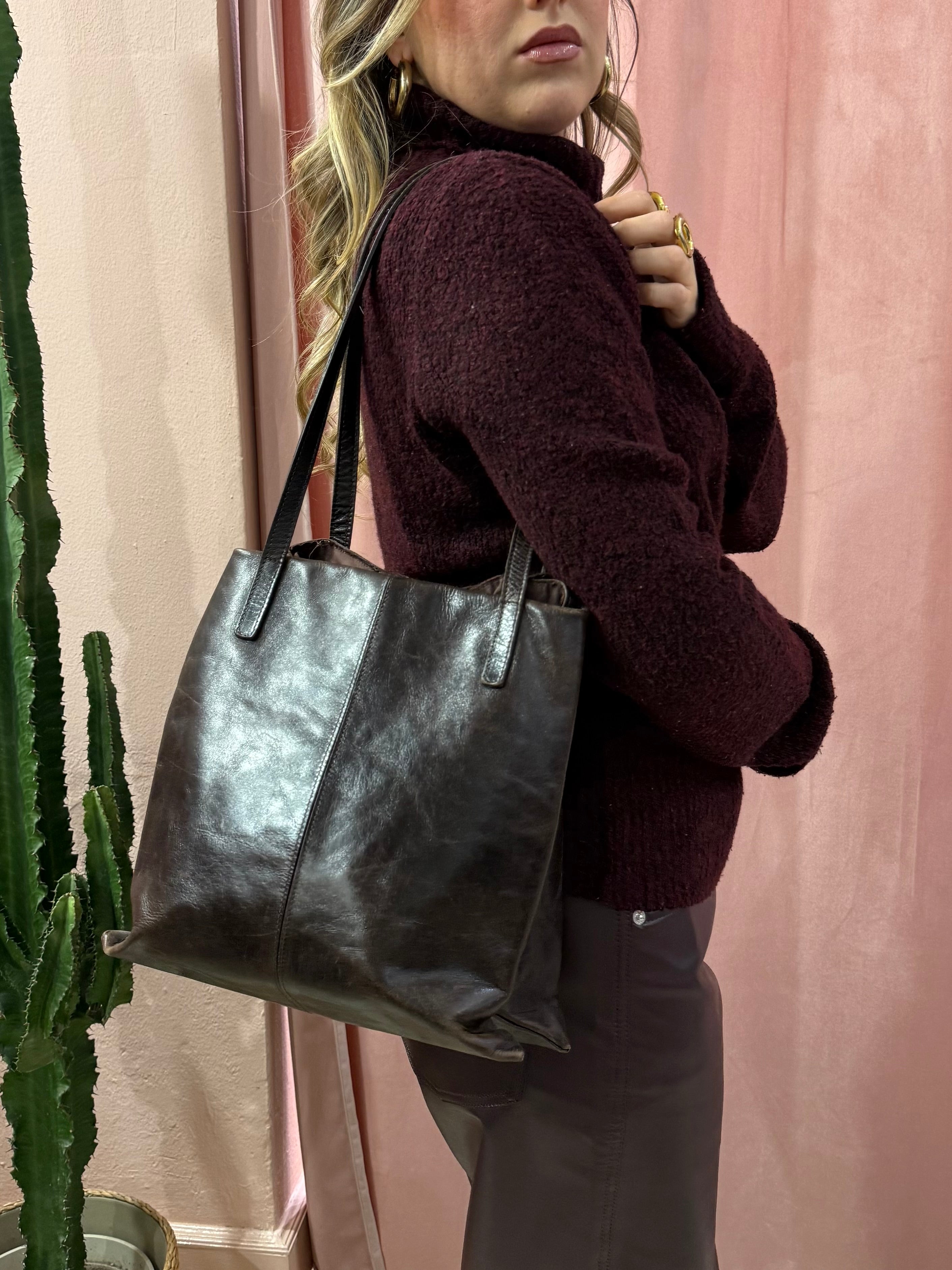 Borsa in vera pelle moro