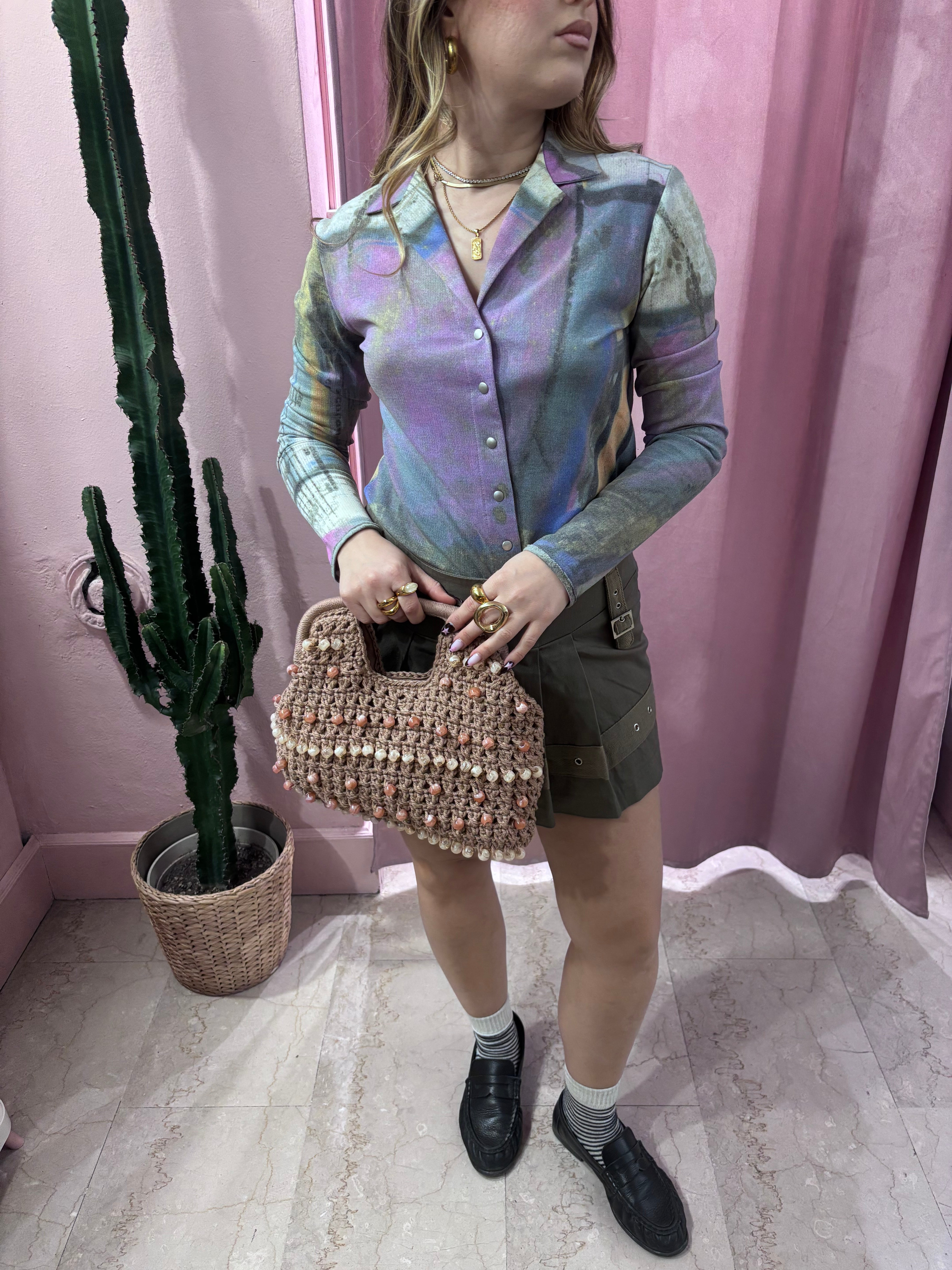 Top camicia colorata pastello