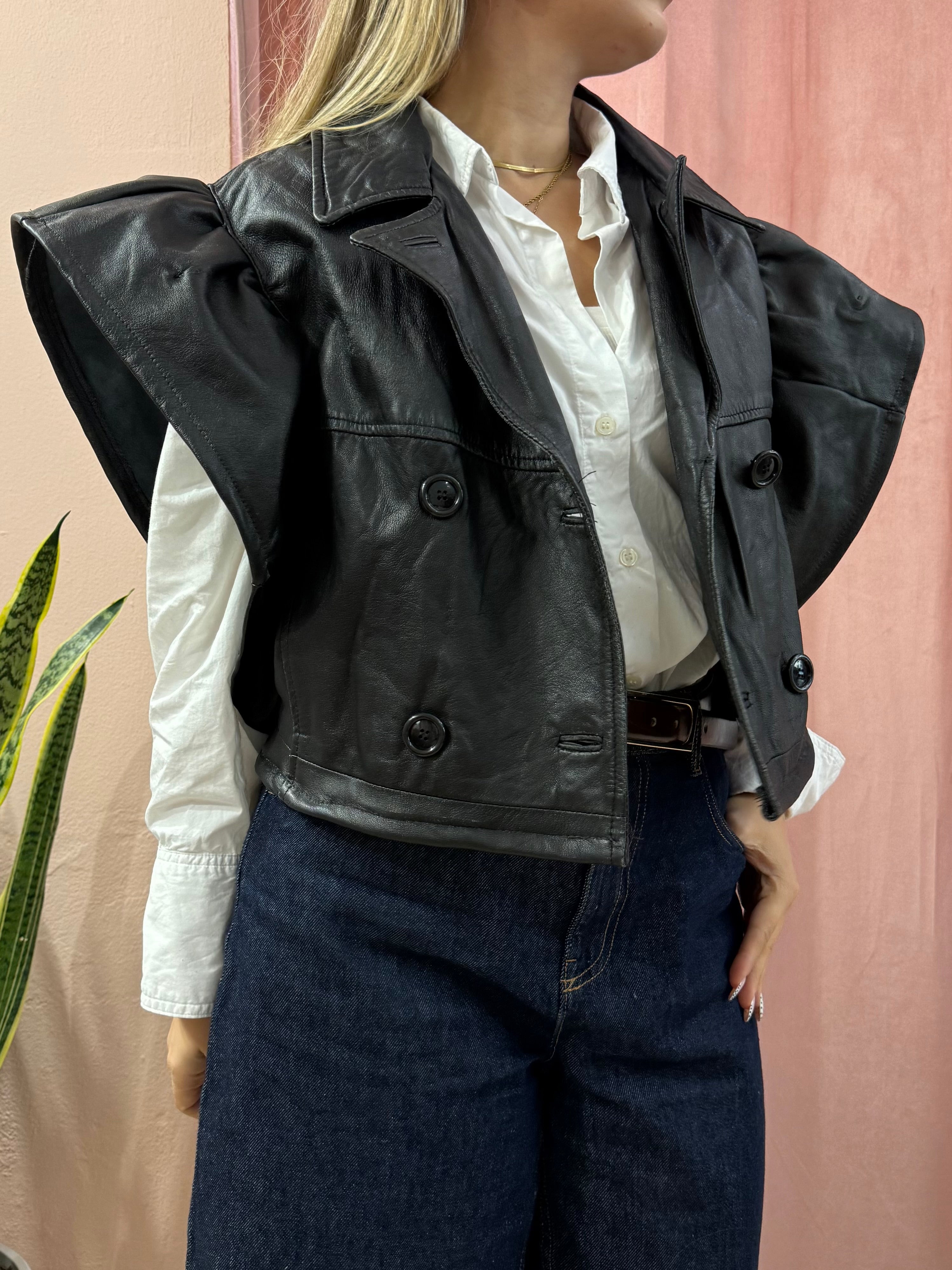 Gilet in vera pelle con voulant