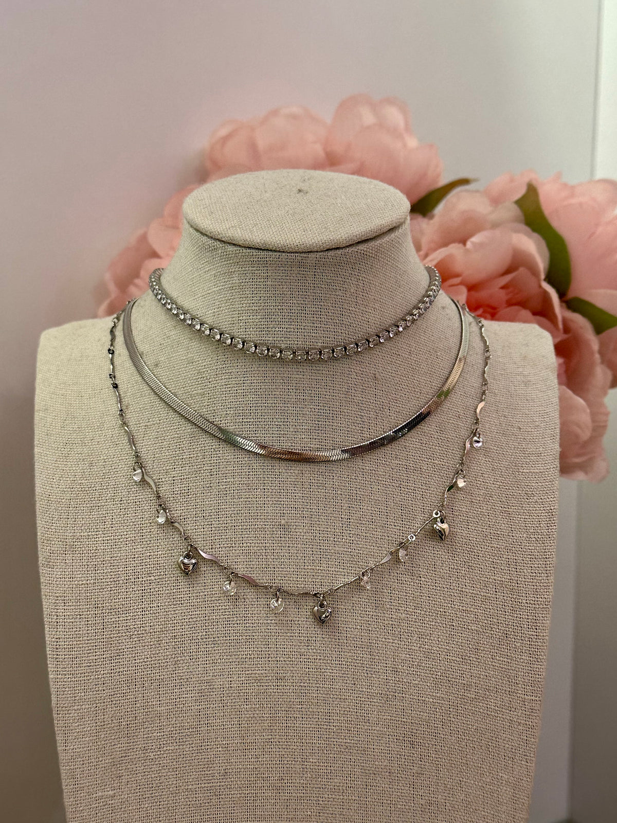 collana girocollo gocce cuoricini