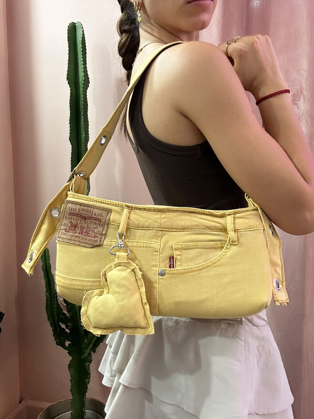 Borsa Levis baguette upcycling gialla