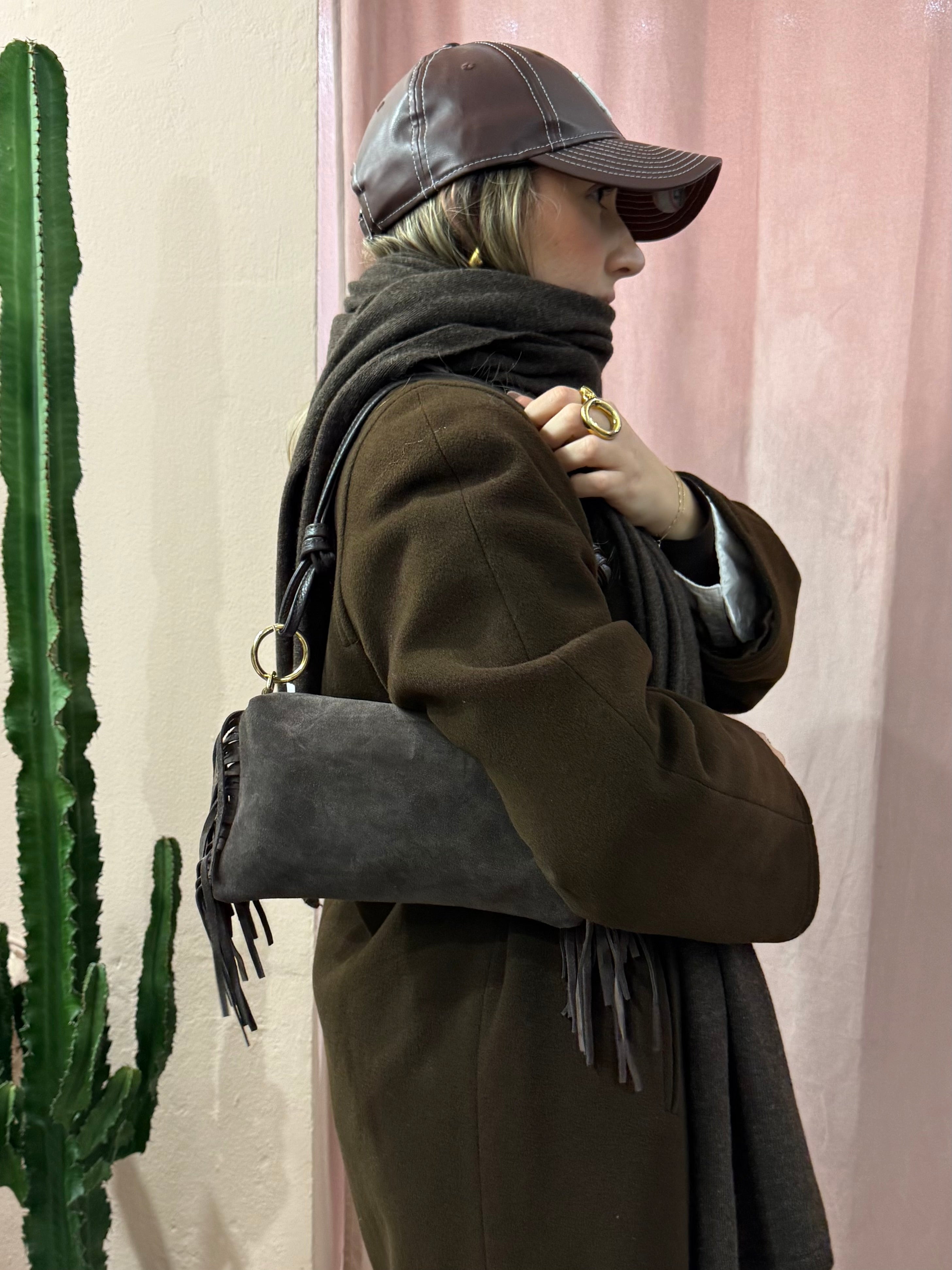 Borsa a spalla in vera pelle scamosciata più colori