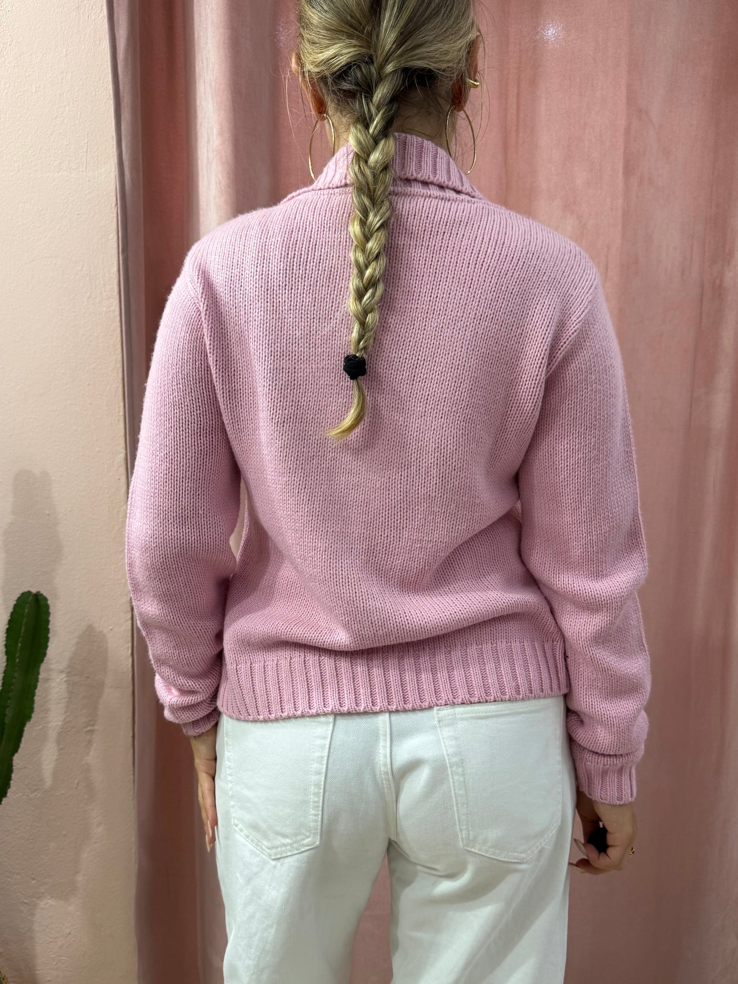 Cardigan rosa anni 2000 in lana