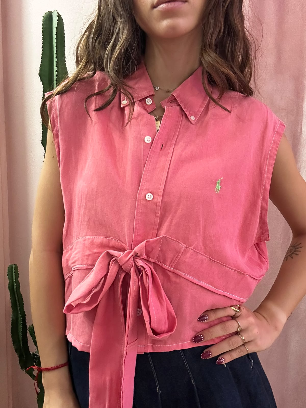 Camicia Ralph Lauren upcycling fiocco fragola