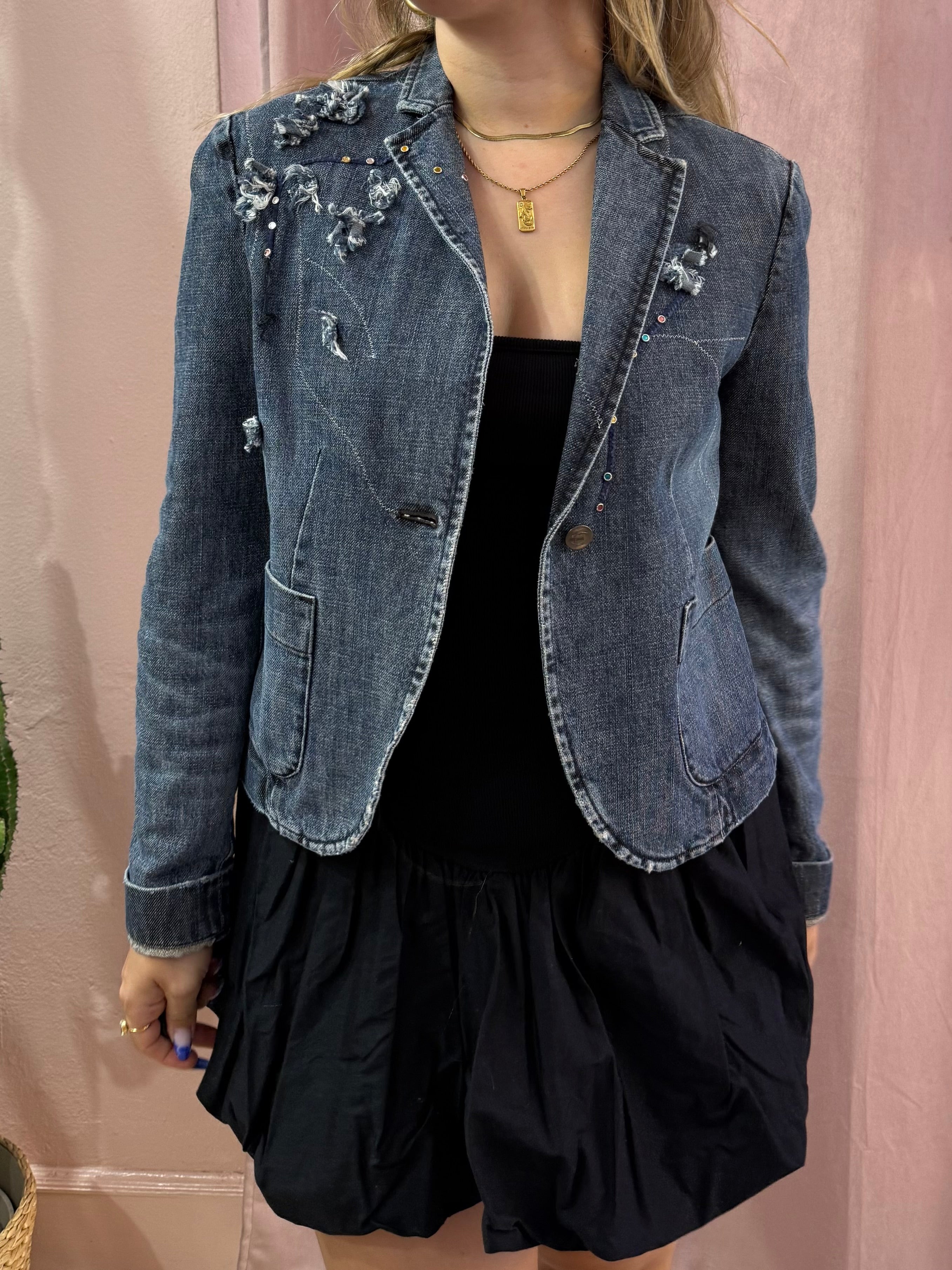 Giacca in denim Just Cavalli con applicazioni